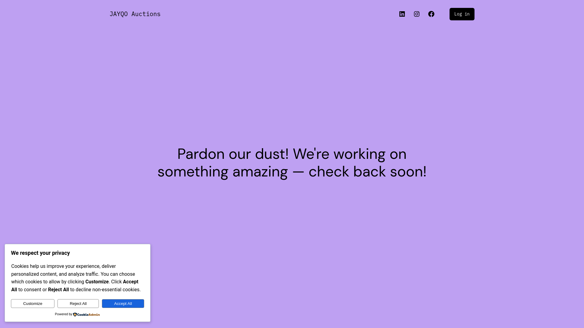 website screenshot of https://jayqoauctions.co.za/