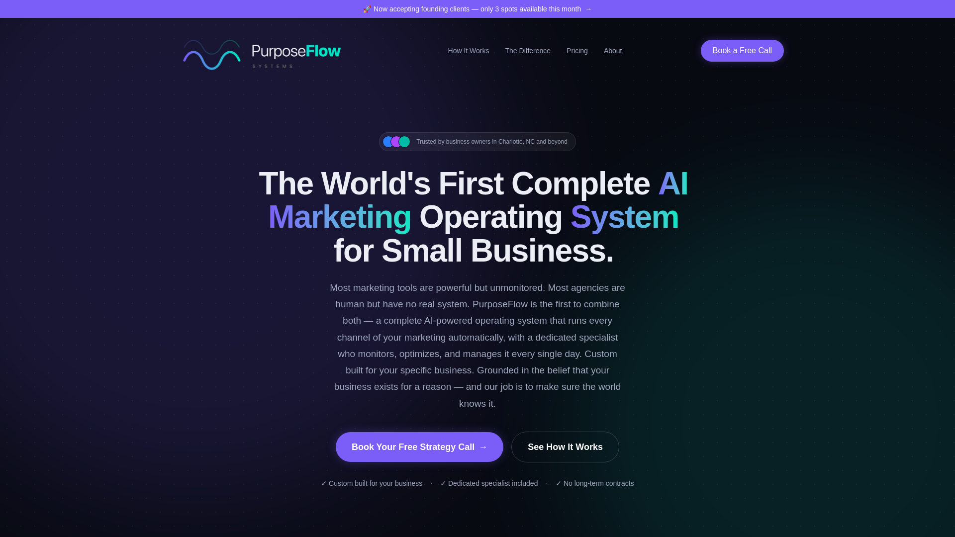 website screenshot of https://purposeflow-sytems.com