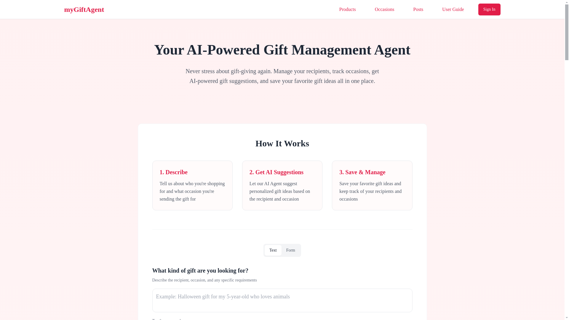 website screenshot of https://mygiftagent.pages.dev/