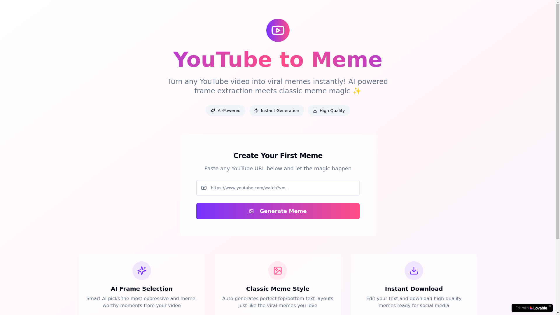 website screenshot of https://youtubememes.online/