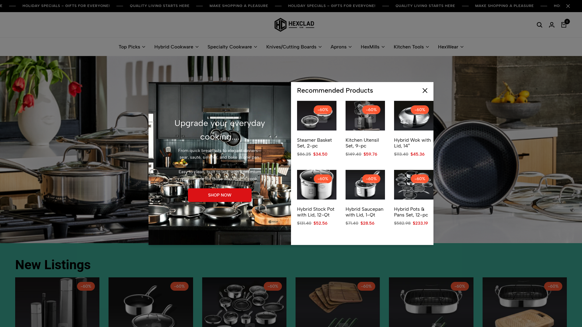website screenshot of https://prohybridcookware.com/