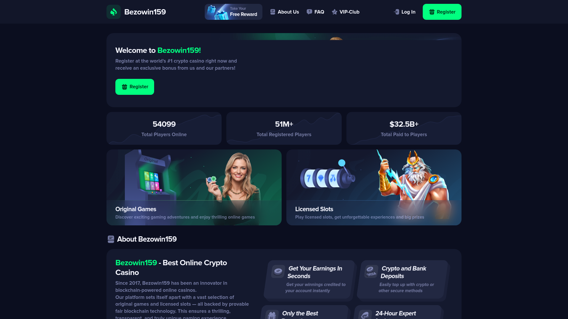 website screenshot of https://bezowin.com/