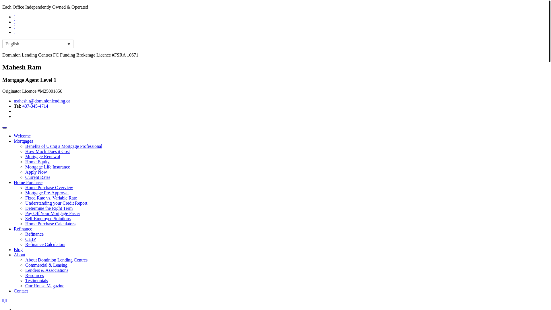 website screenshot of https://maheshram.ca/