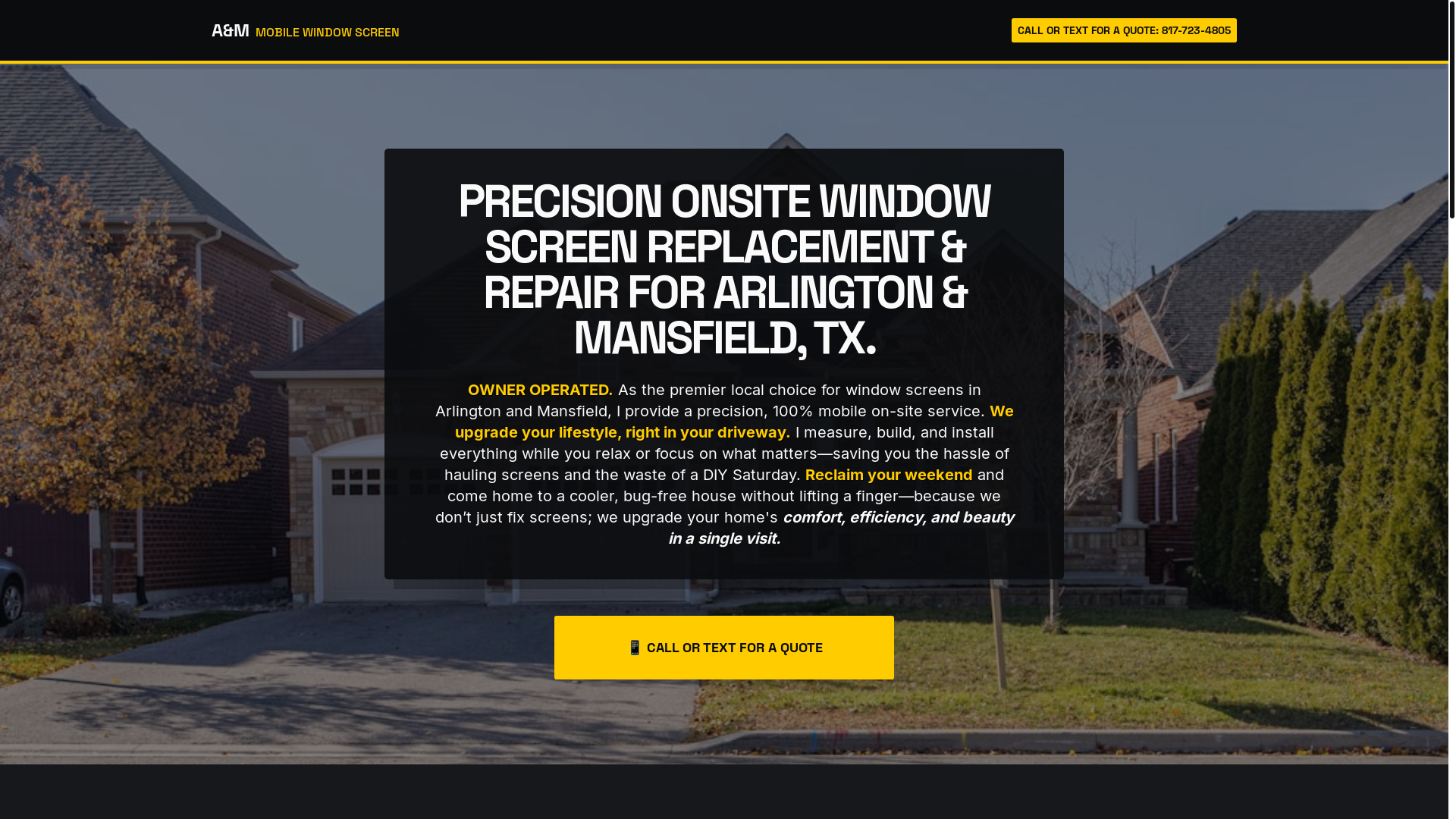 website screenshot of https://ammobilewindowscreen.com/