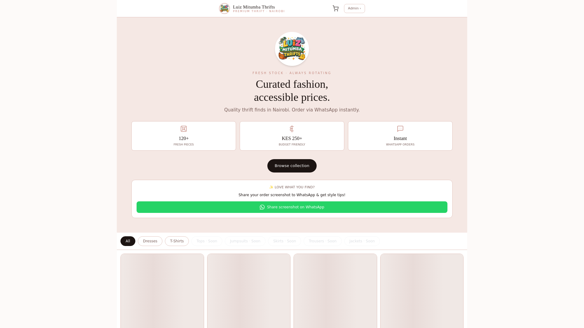 website screenshot of https://luizmitumbathrifts.co.ke