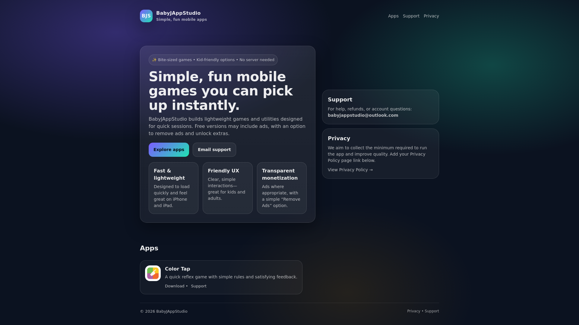website screenshot of https://babyjappstudio.pages.dev/