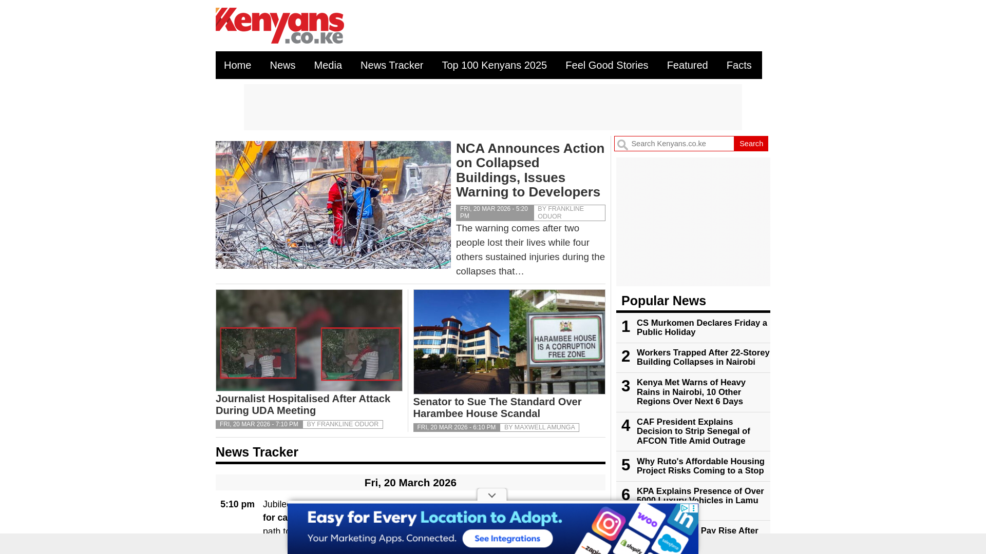 website screenshot of https://kenyans.co.ke