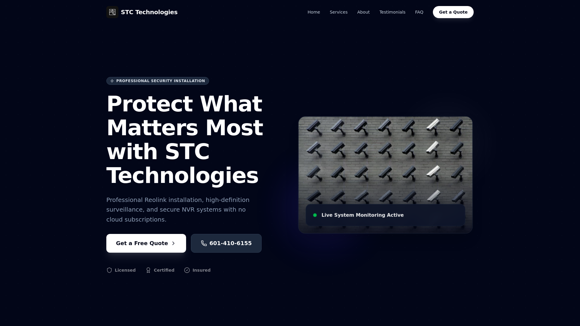 website screenshot of https://stctechnologies.tech