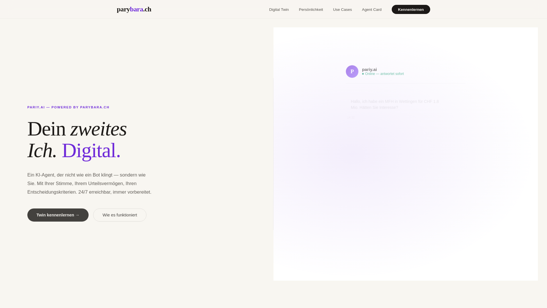 website screenshot of https://parybara.ch/