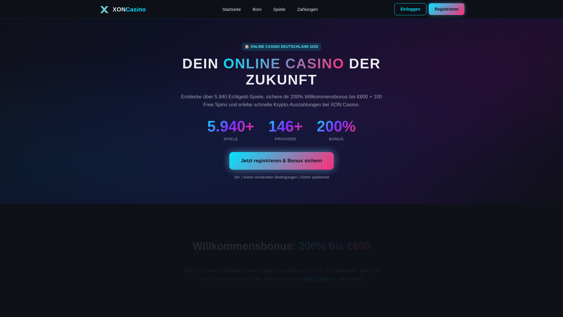 website screenshot of https://xon-casino-gewinn.com/