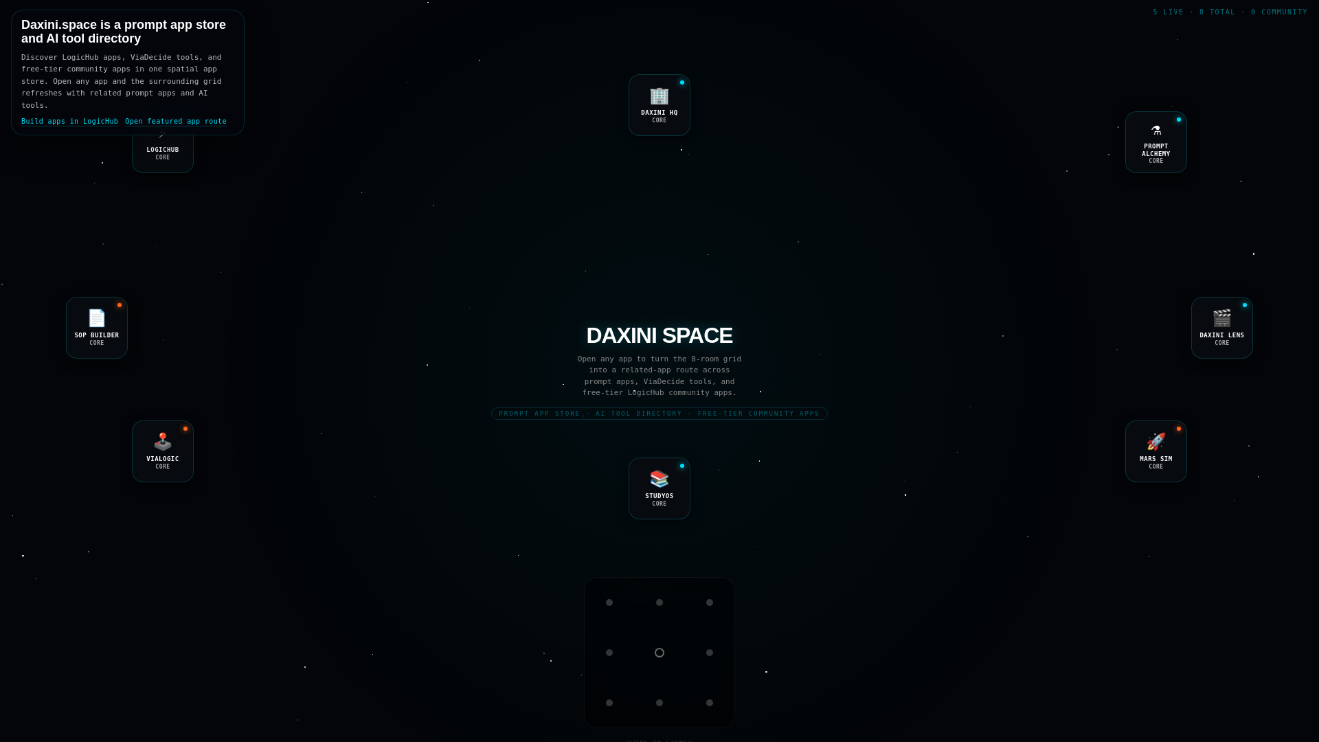 website screenshot of https://daxini.space/