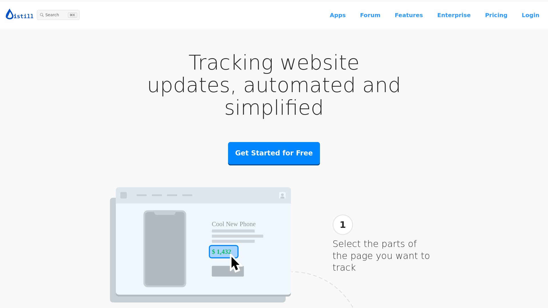 website screenshot of https://distill.io