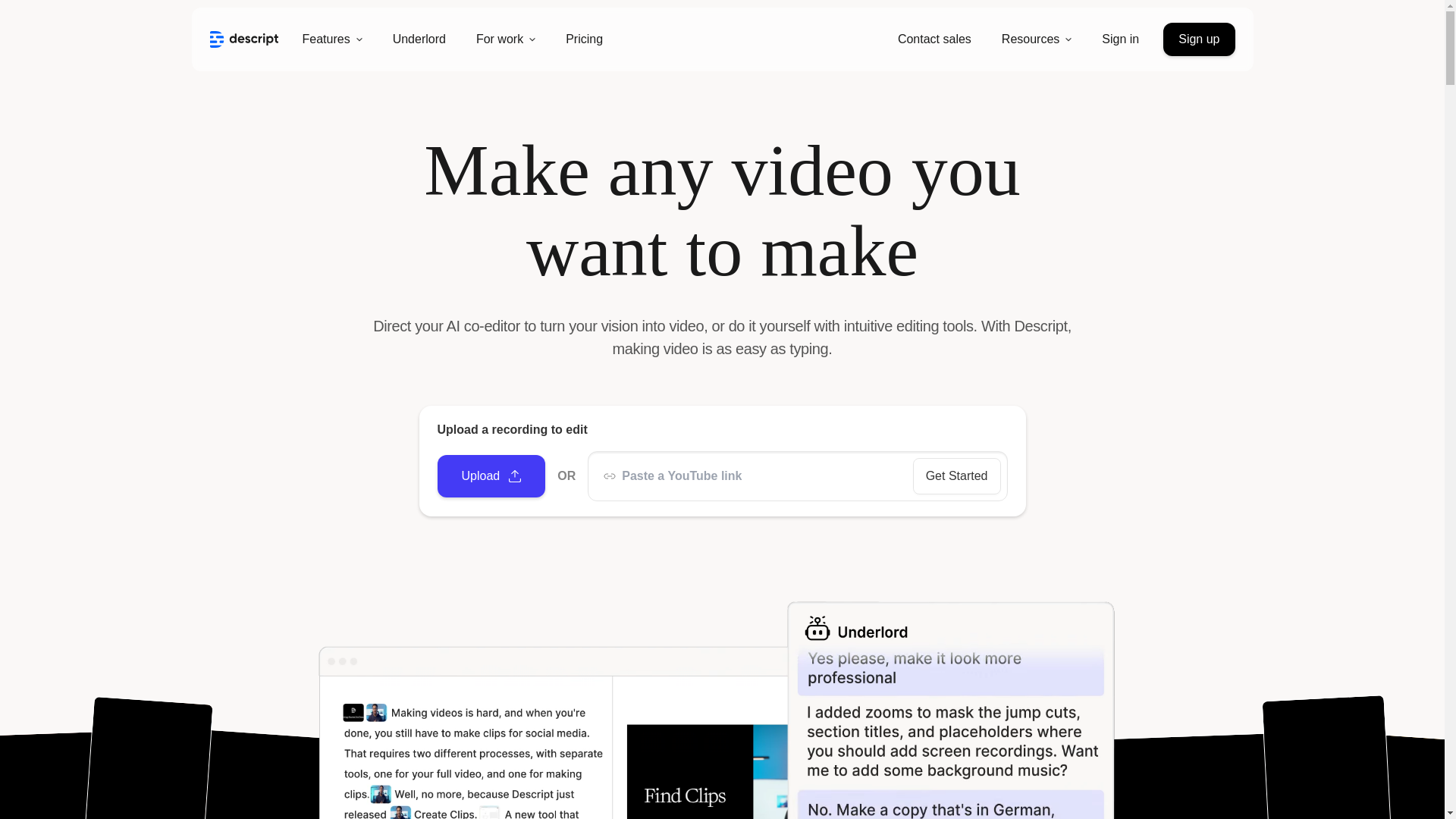 website screenshot of https://descriptlabs.com/