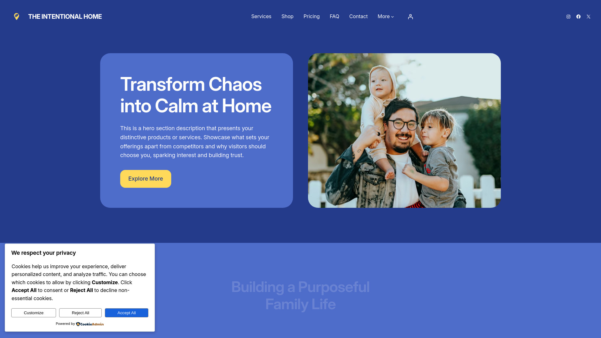 website screenshot of https://createtheintentionalhome.com