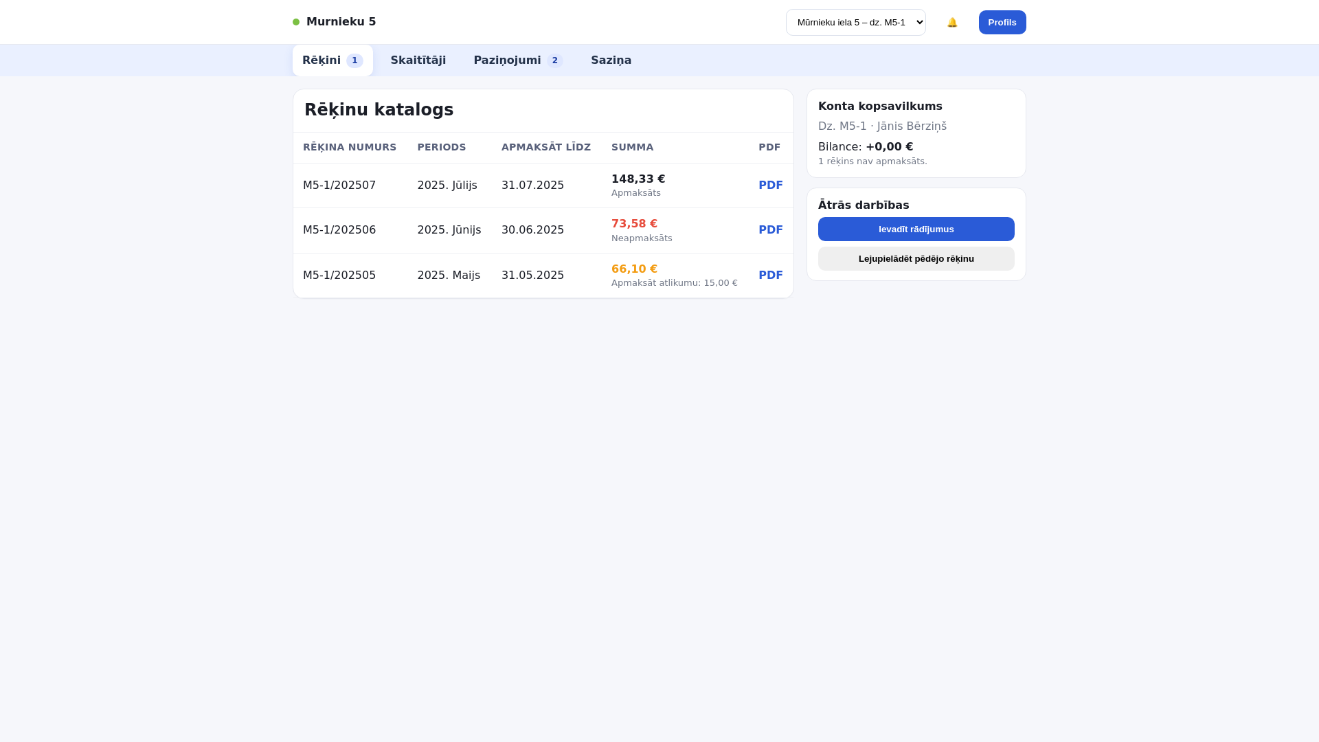 website screenshot of https://murnieku5.eu/
