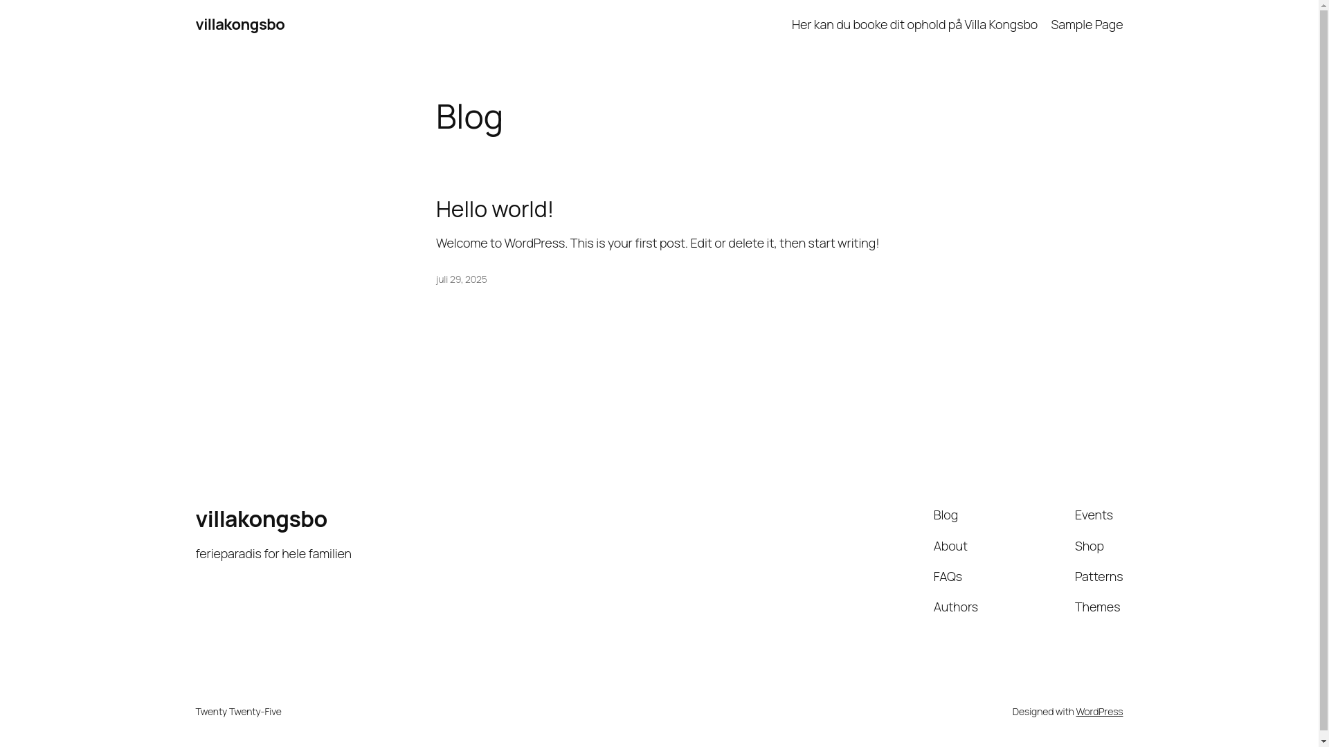 website screenshot of https://villakongsbo.dk/