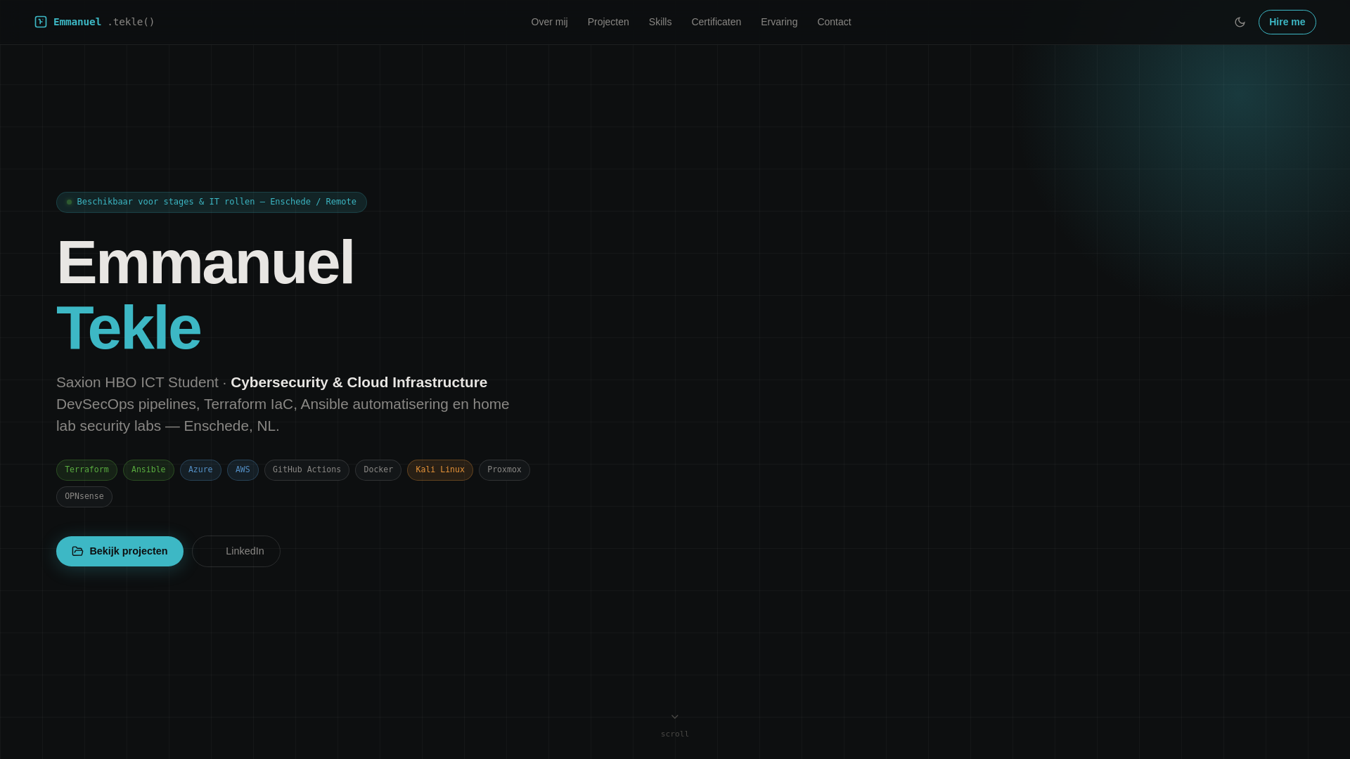 website screenshot of https://emmanueltekle.nl