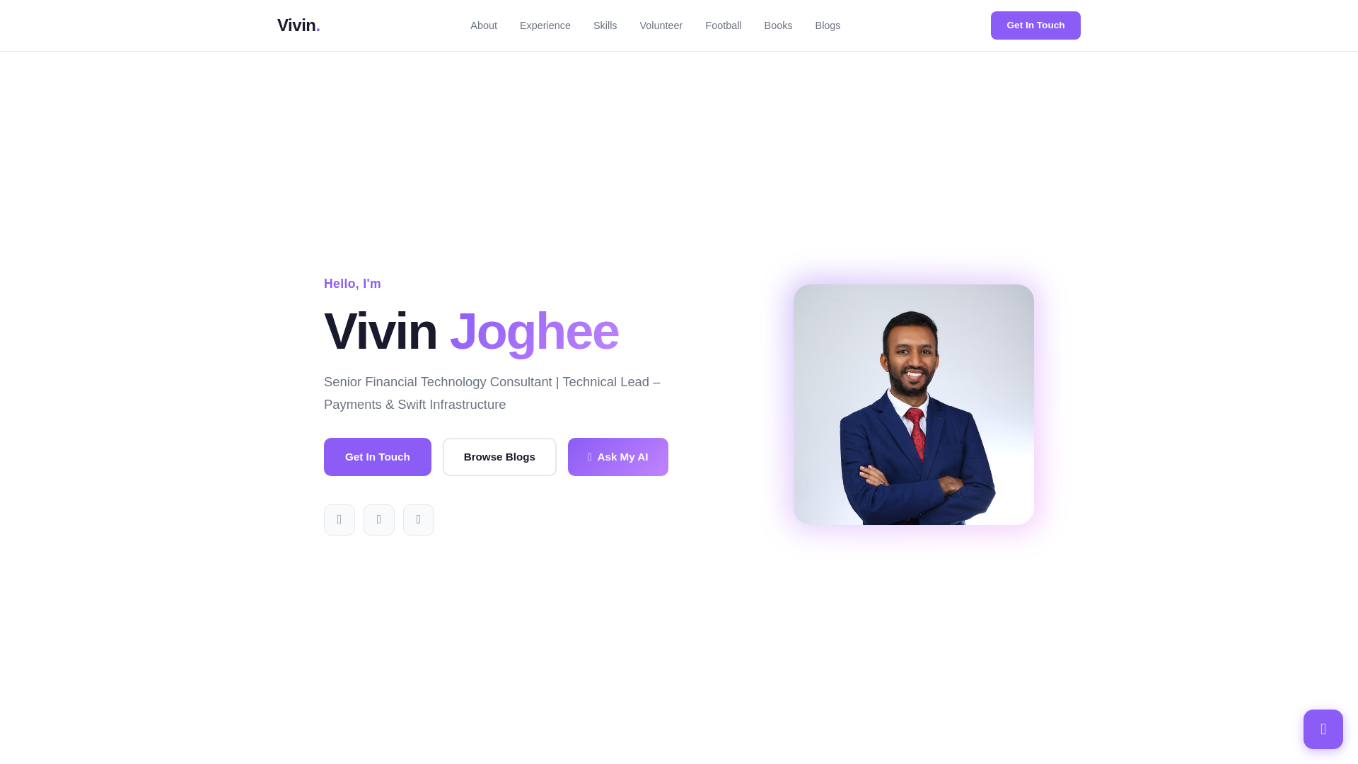 website screenshot of https://vivinjoghee.com/