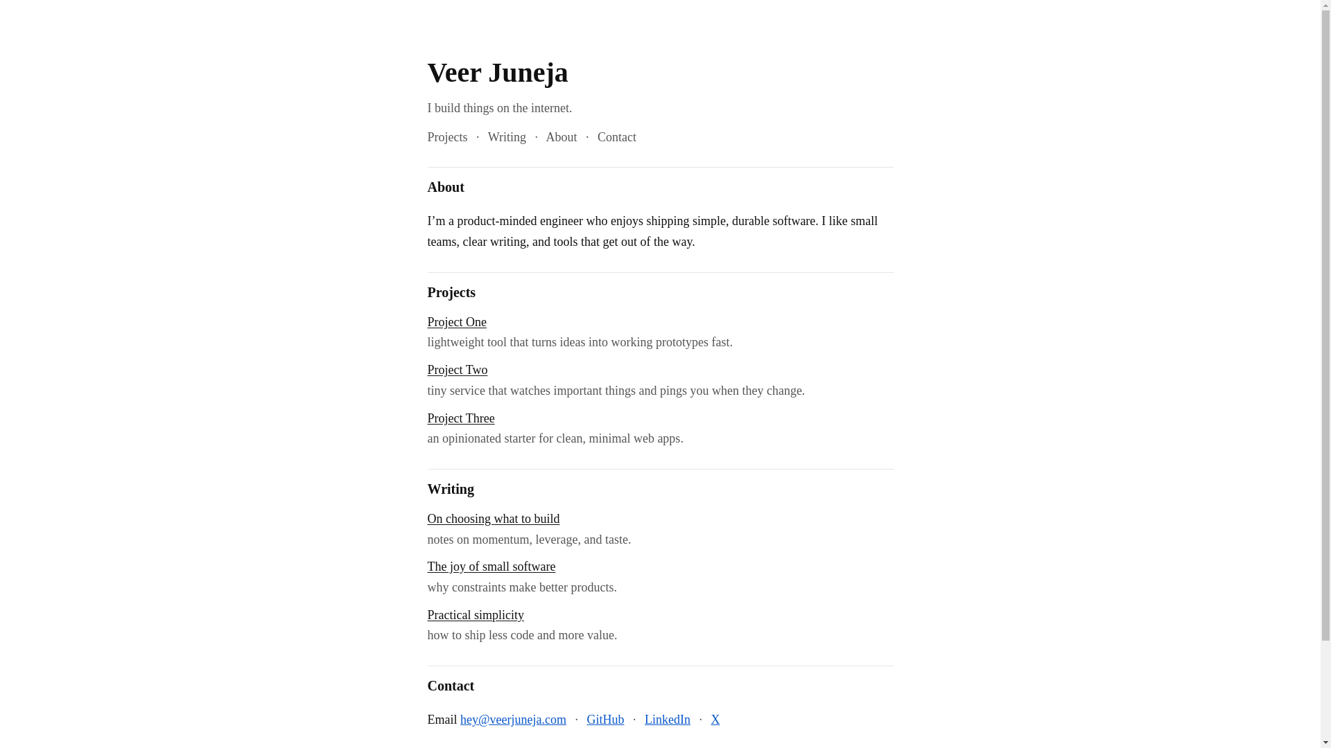 website screenshot of https://veerjuneja.com/