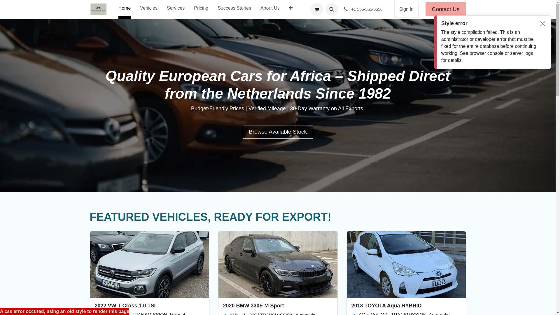 website screenshot of https://dutchautoexports.nl/