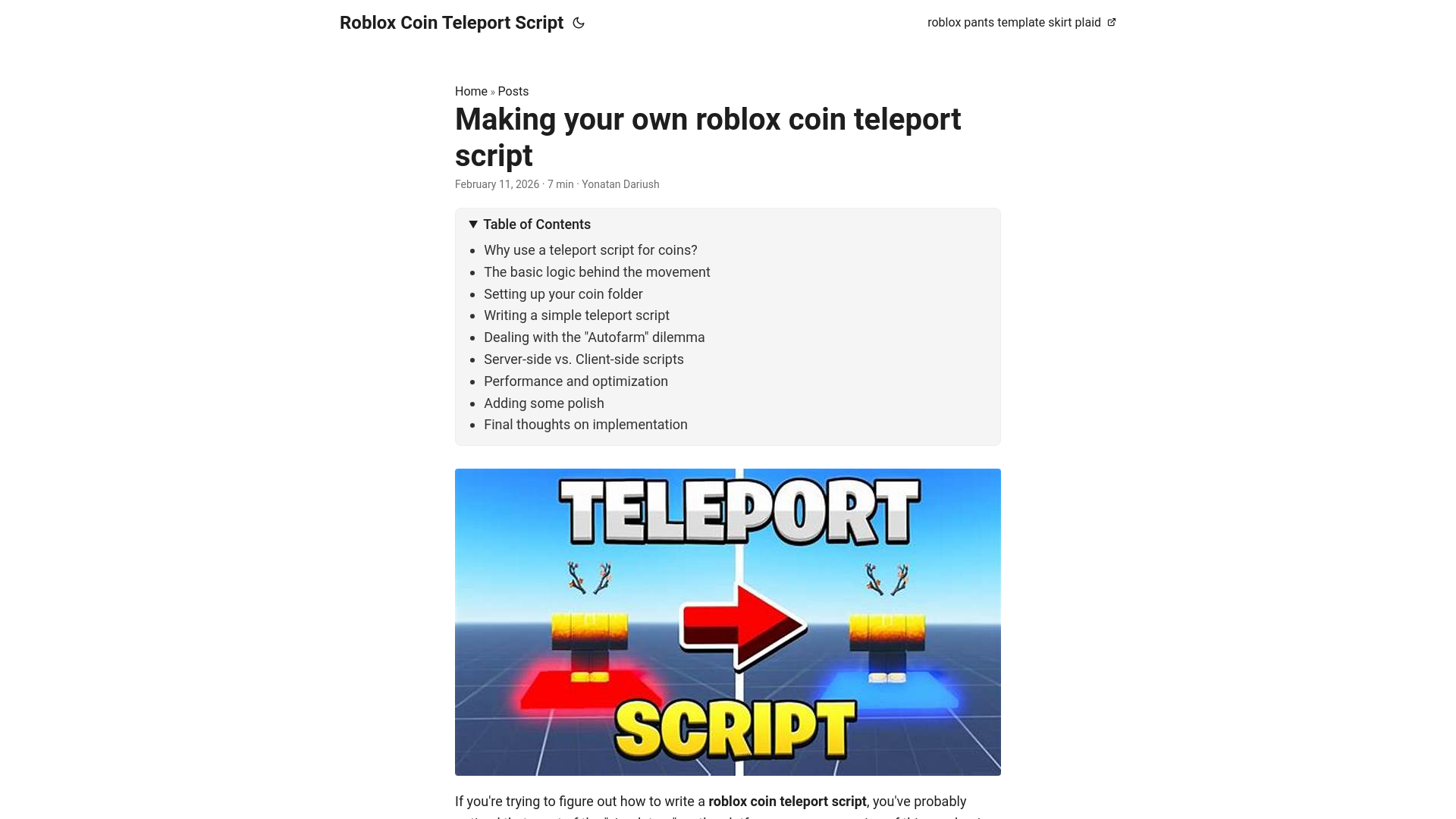 website screenshot of https://roblox-coin-teleport-script.pages.dev/