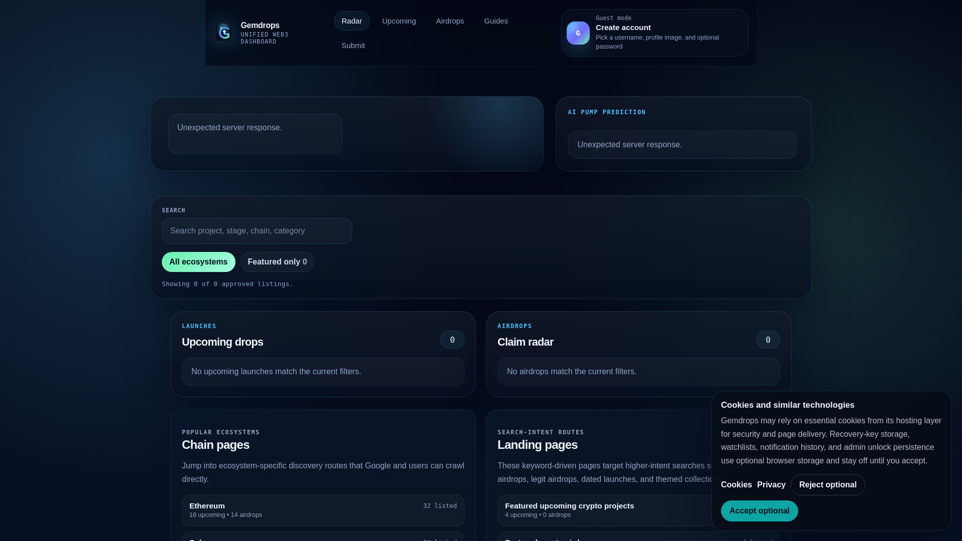 website screenshot of https://gemdrops.pages.dev/