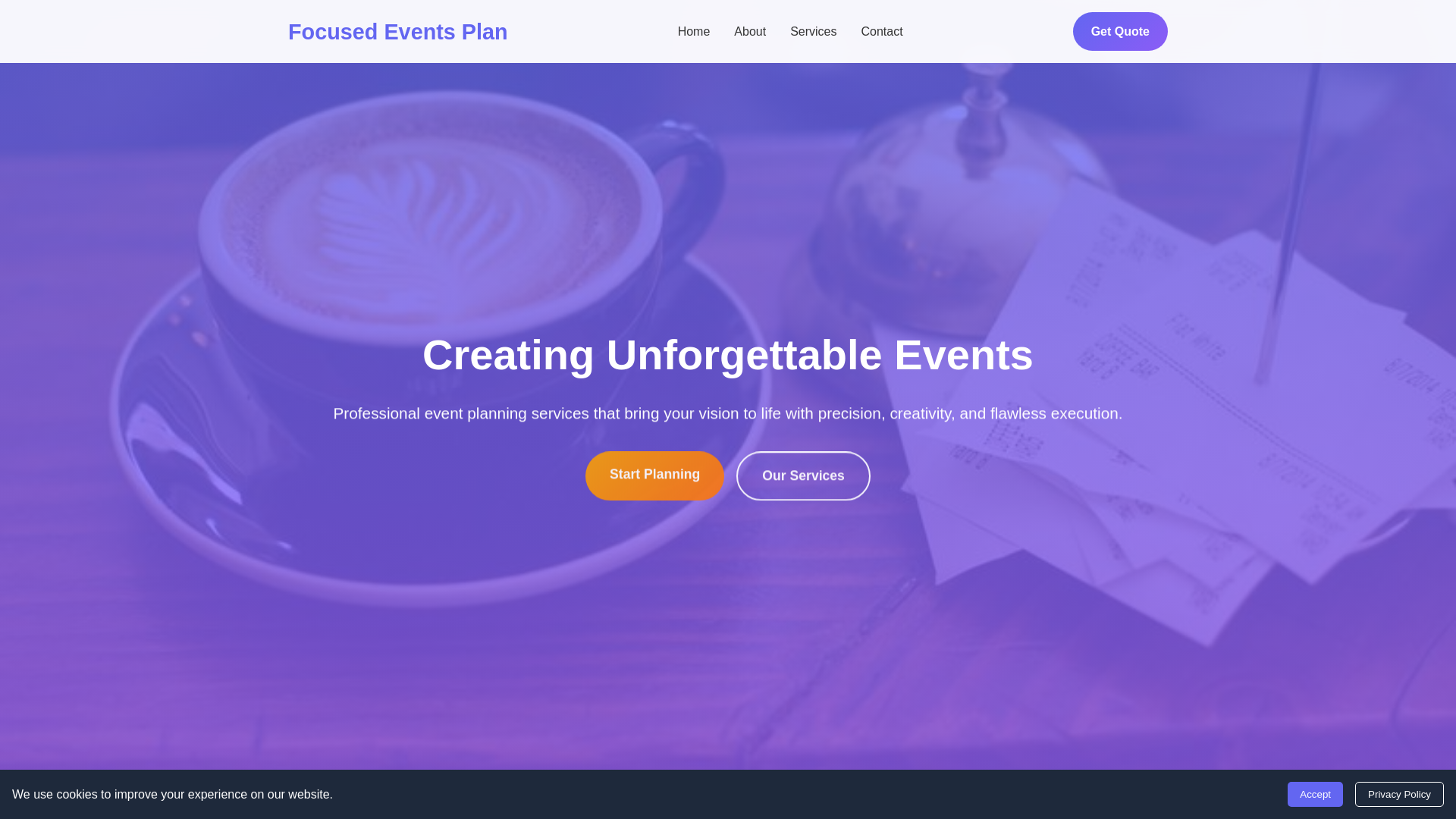 website screenshot of https://focusedeventsplan.click