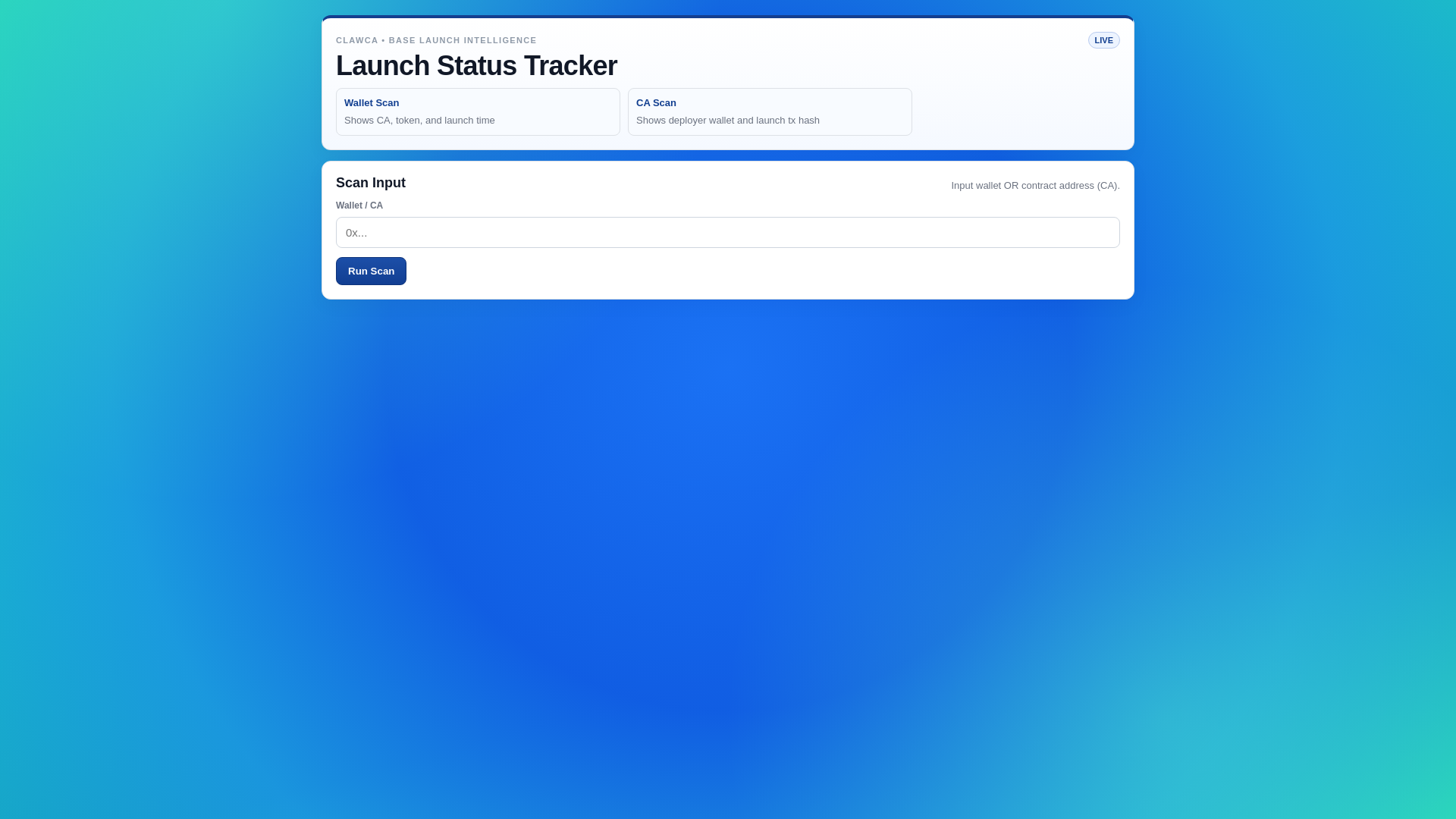 website screenshot of https://clawca.xyz/