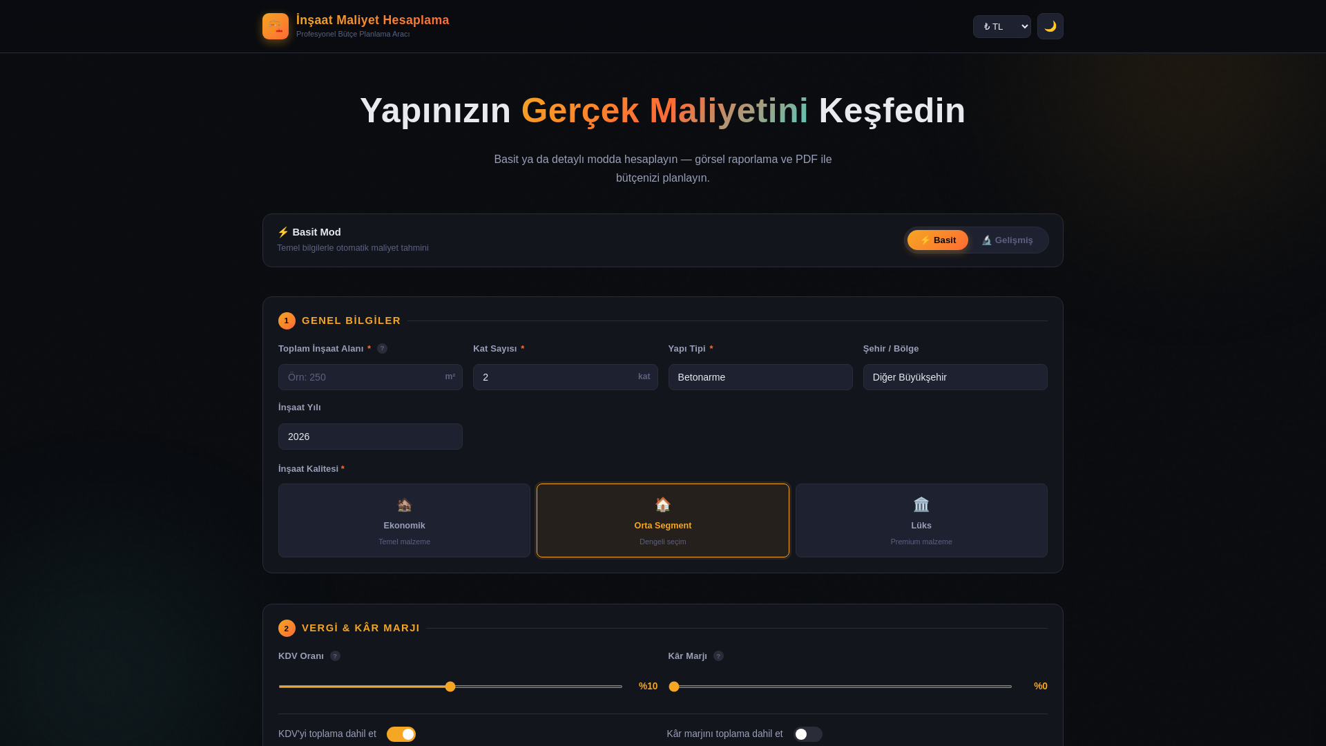 website screenshot of https://maliyet-calculator.pages.dev/