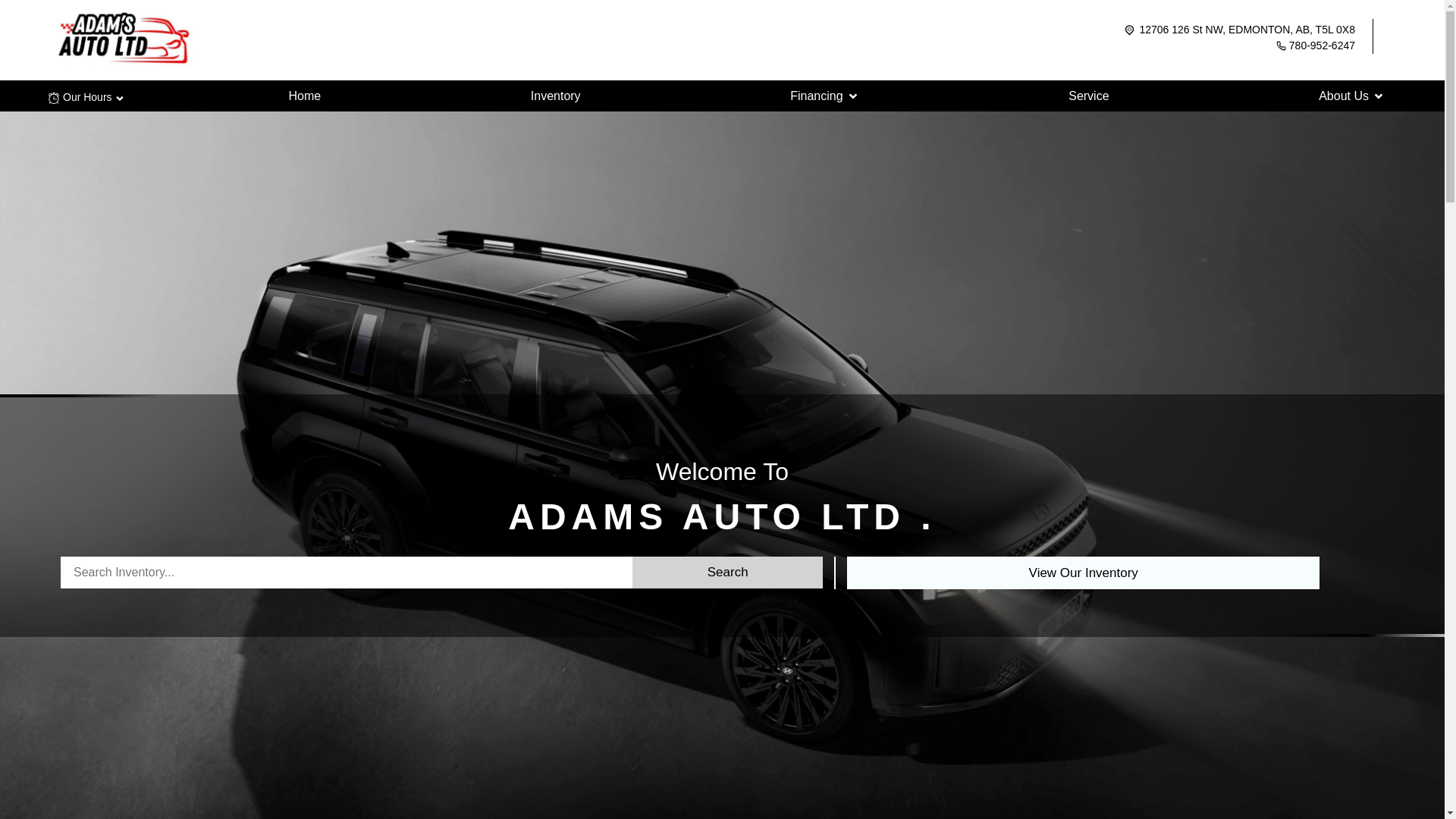 website screenshot of https://adamsautos.ca/