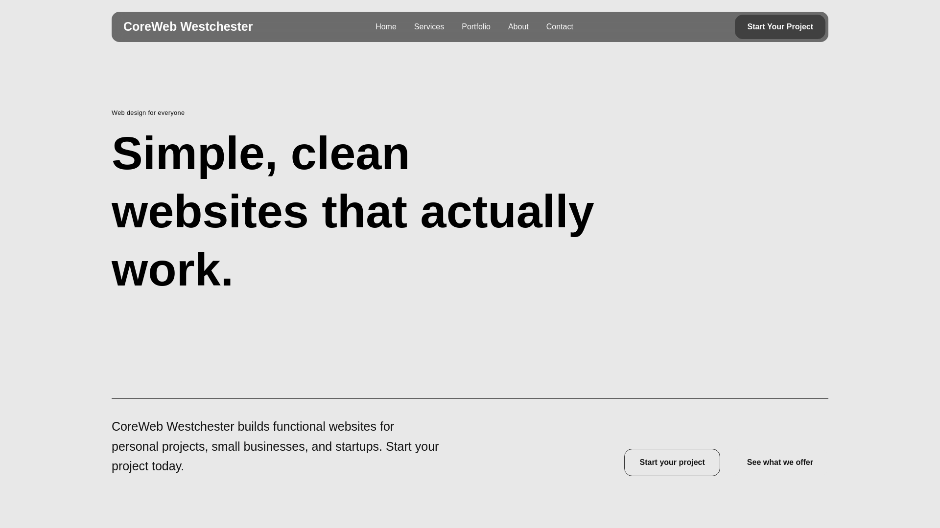 website screenshot of https://corewebwc.com/
