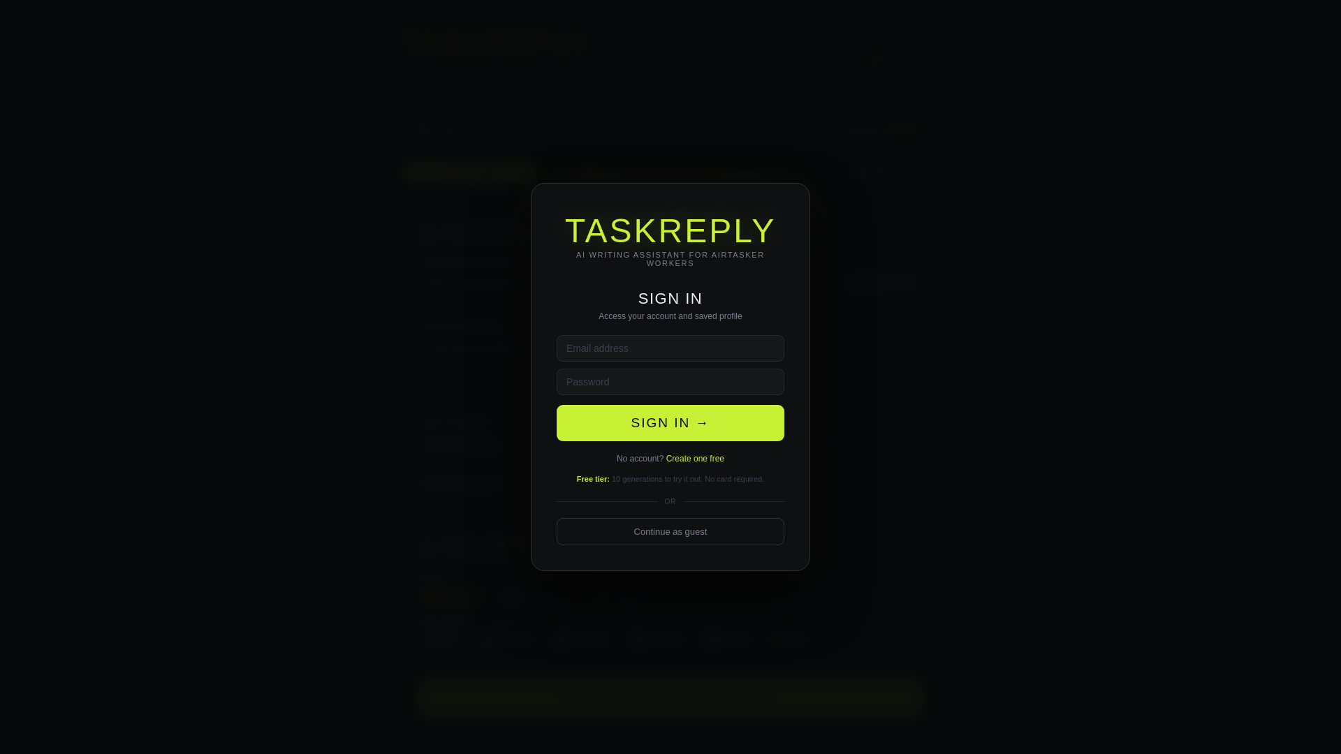 website screenshot of https://taskreply.site