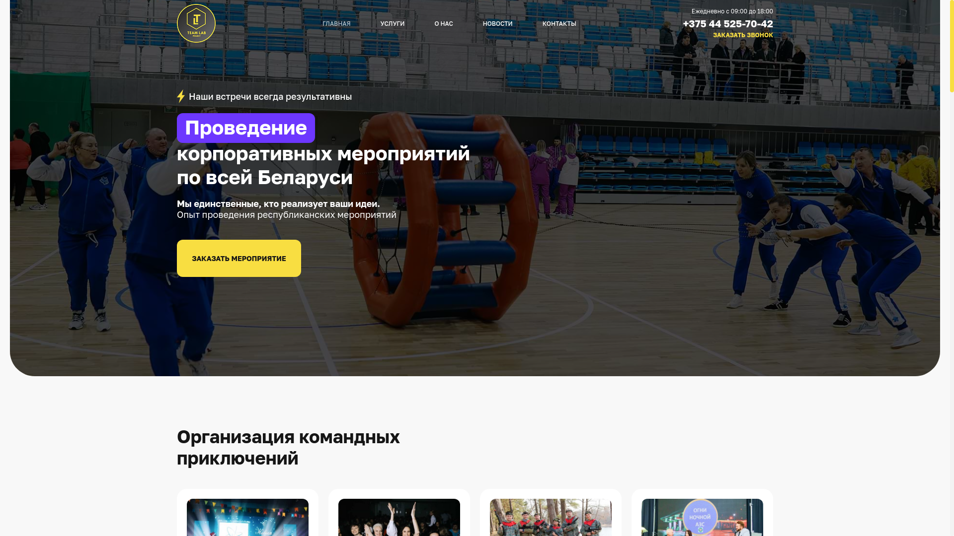 website screenshot of https://teamlab-project.by/
