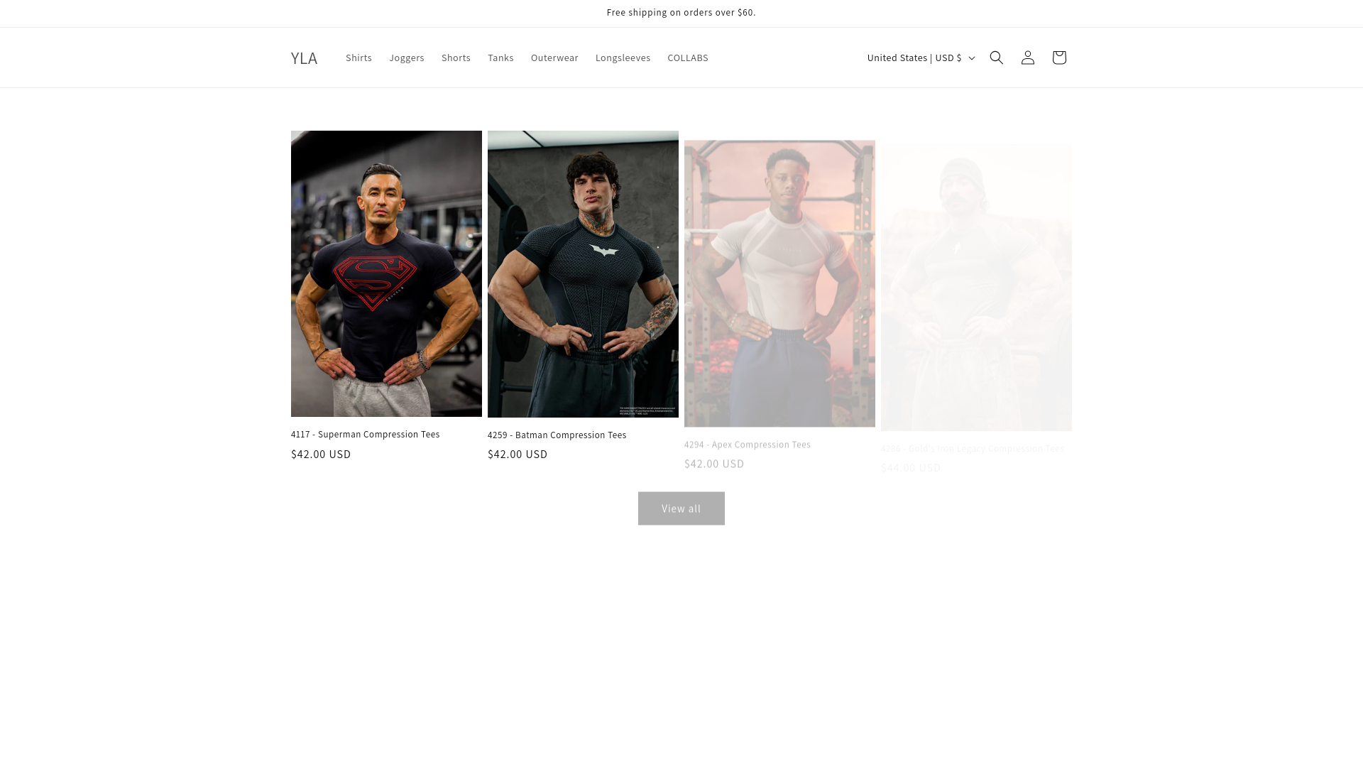 website screenshot of https://yla-sportswear.shop/