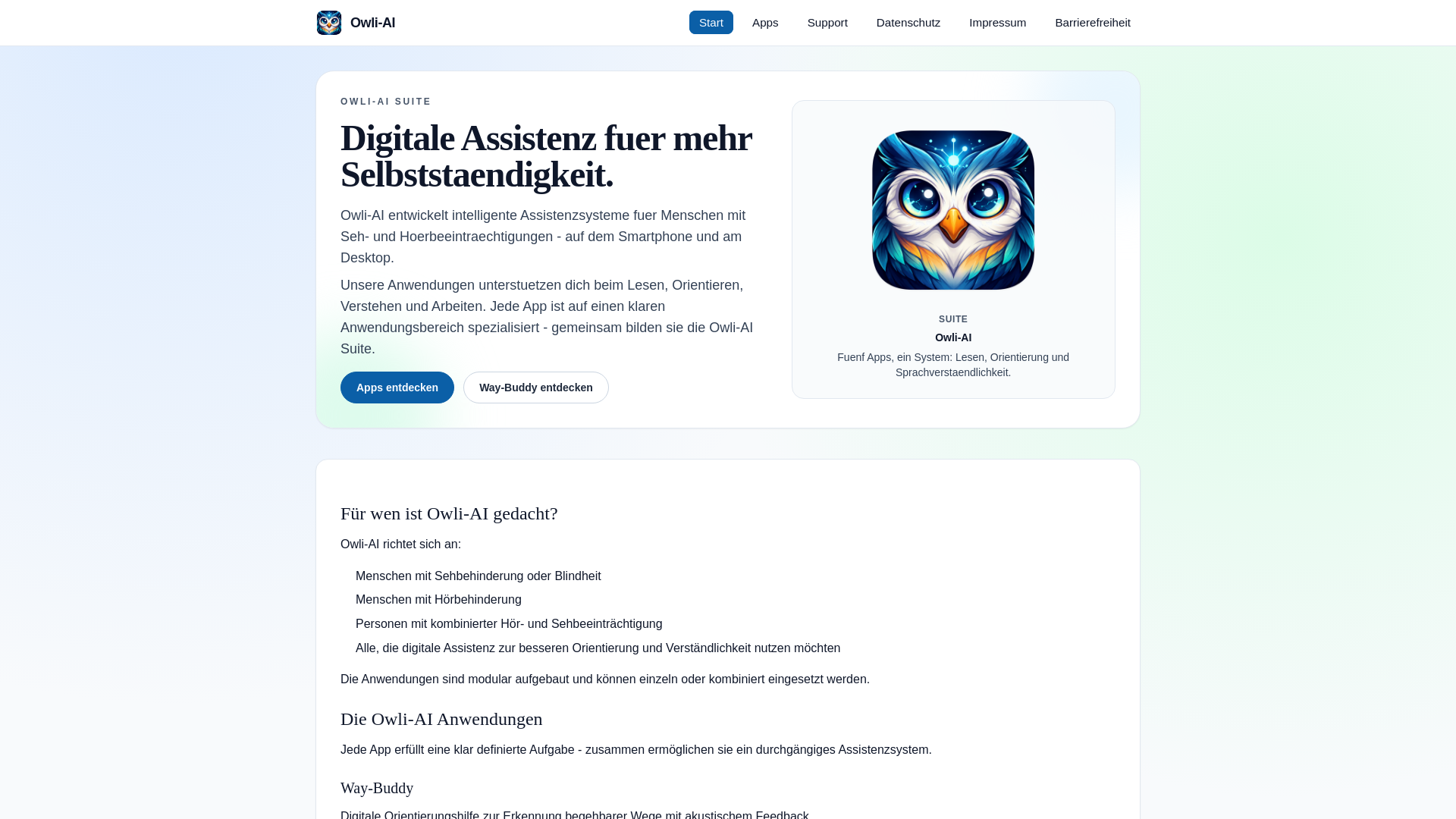 website screenshot of https://owli-ai-landing.pages.dev/