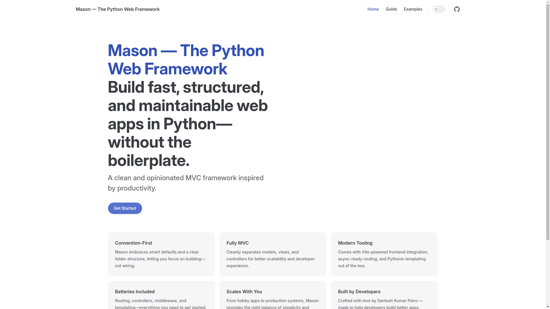 website screenshot of https://masonproject.org/