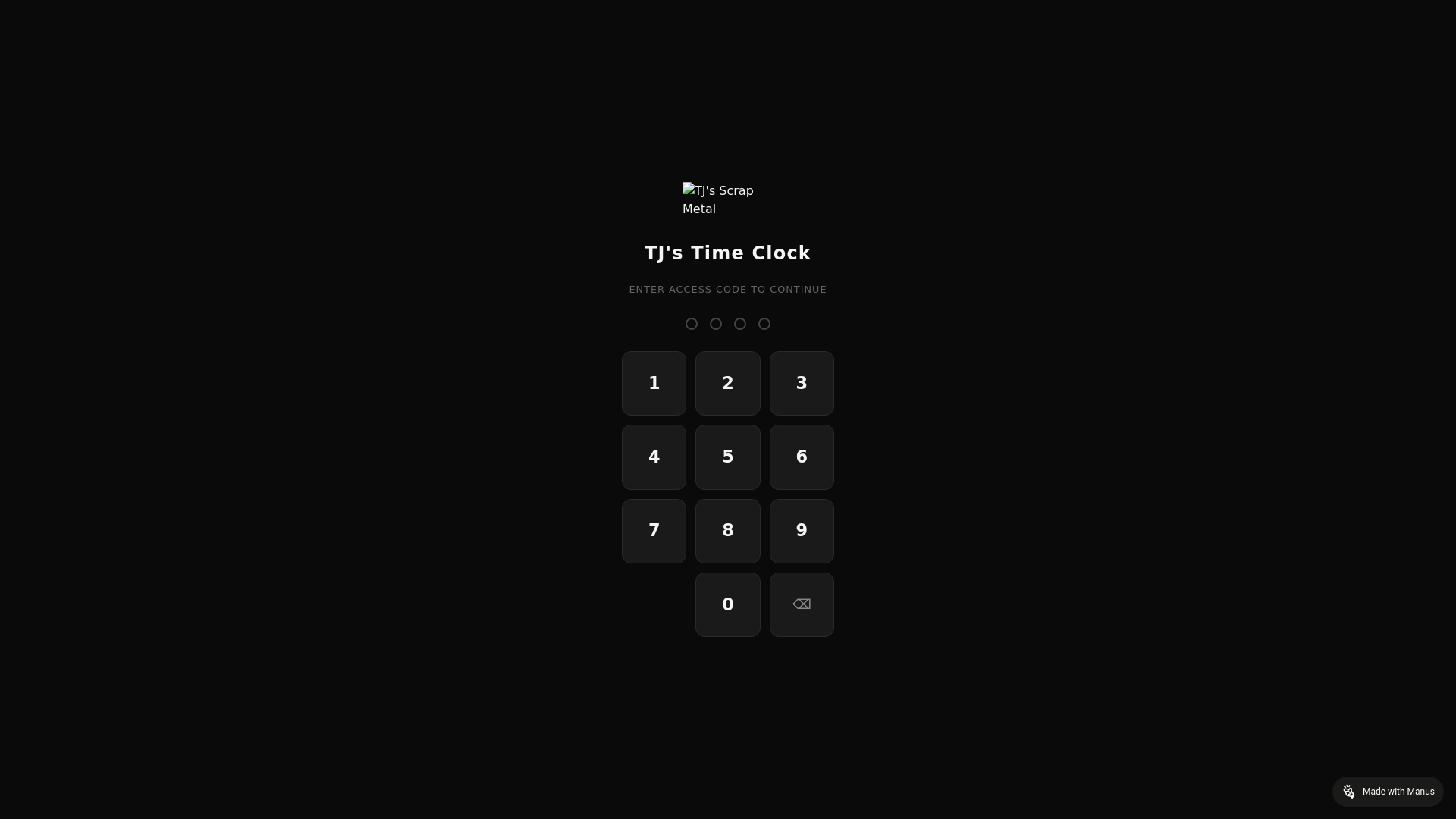 website screenshot of https://tjstimeclock.com/