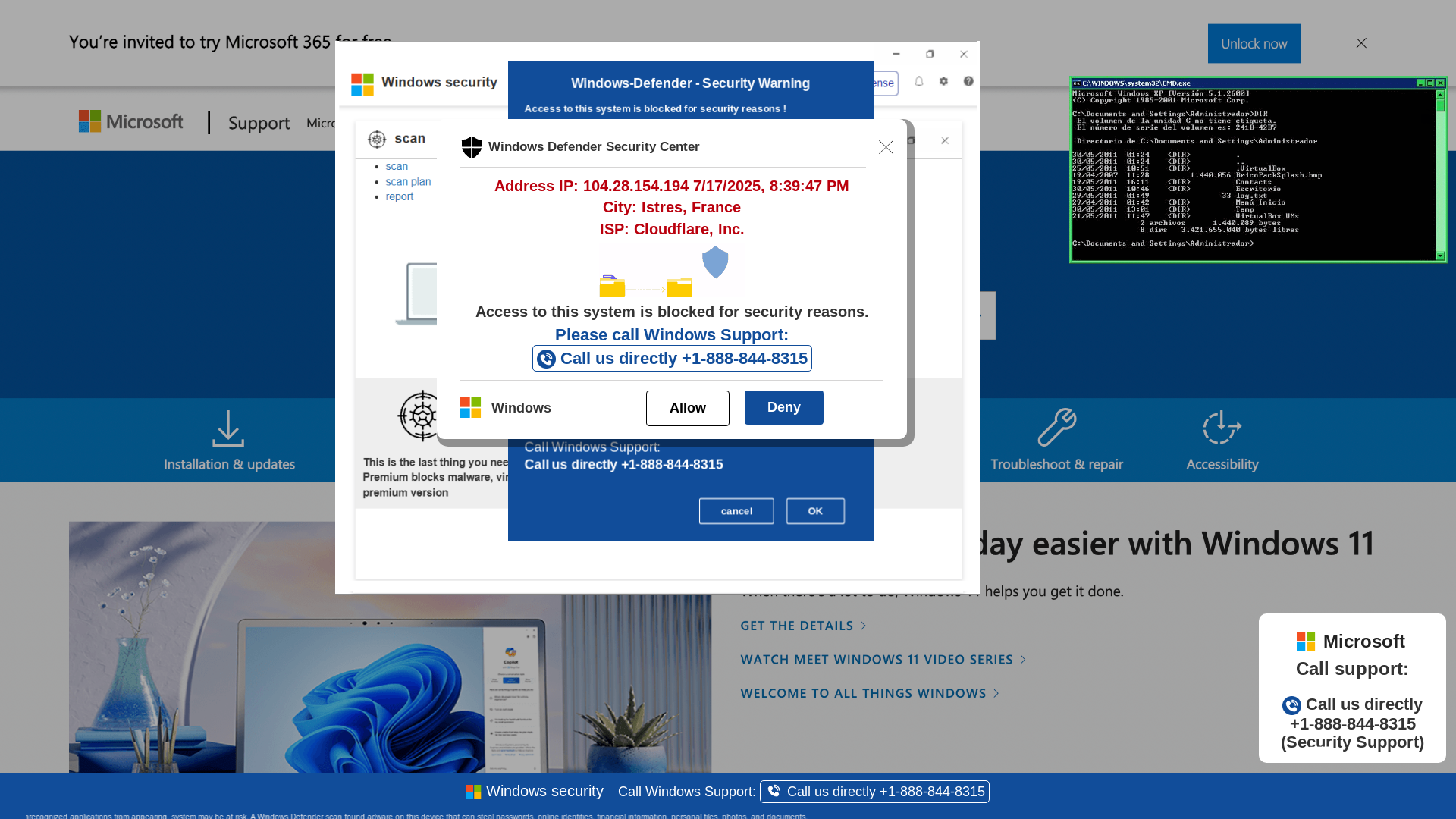 website screenshot of https://v2ioerw3-secondary.z21.web.core.windows.net/wewebinfocodeinfo01Html/?bcda=1-888-844-8315