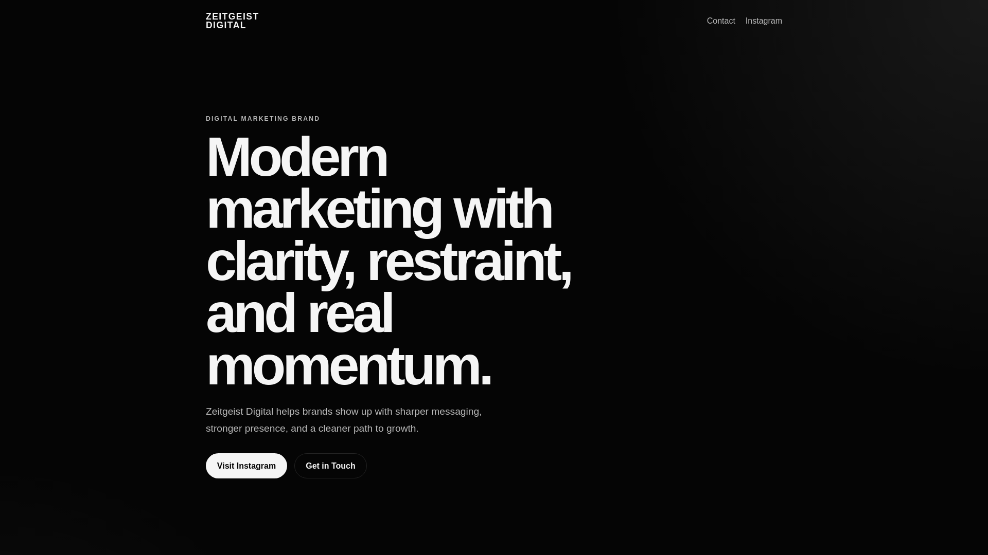 website screenshot of https://zgeistdigital.com