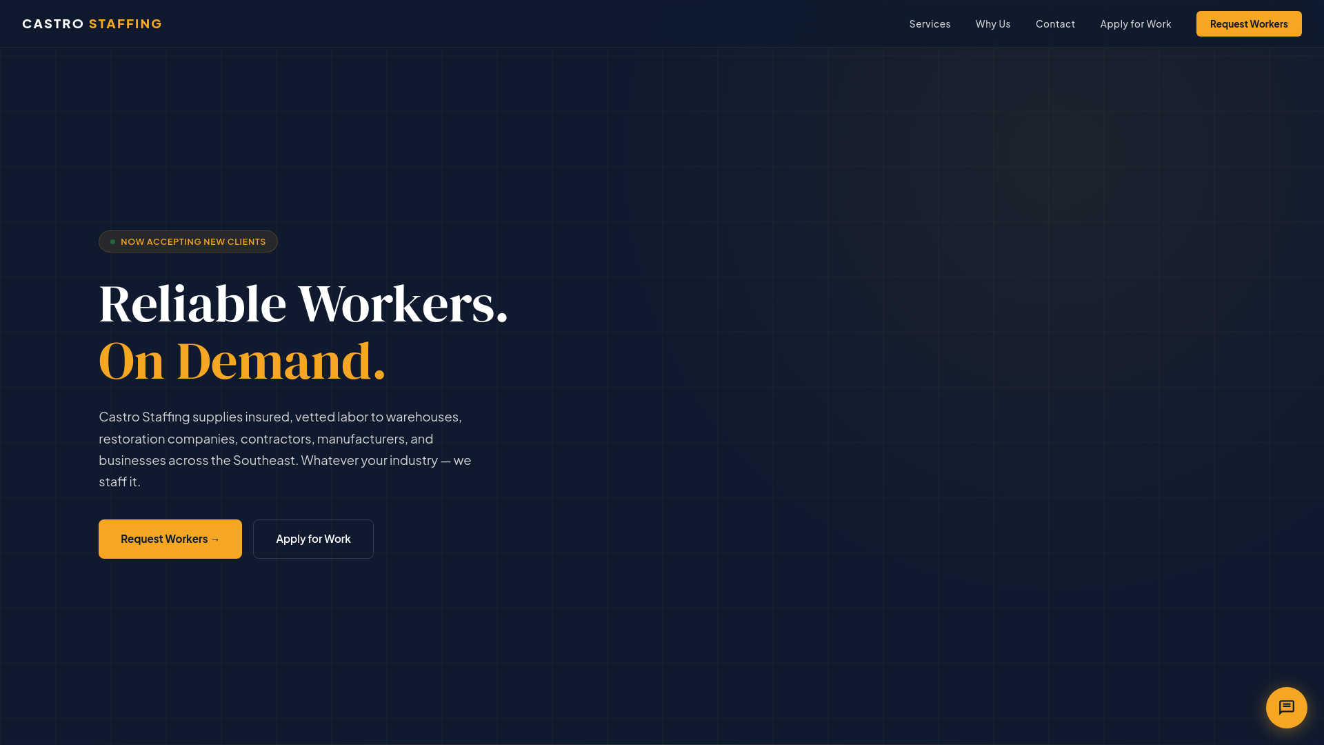 website screenshot of https://castrostaffing.com/