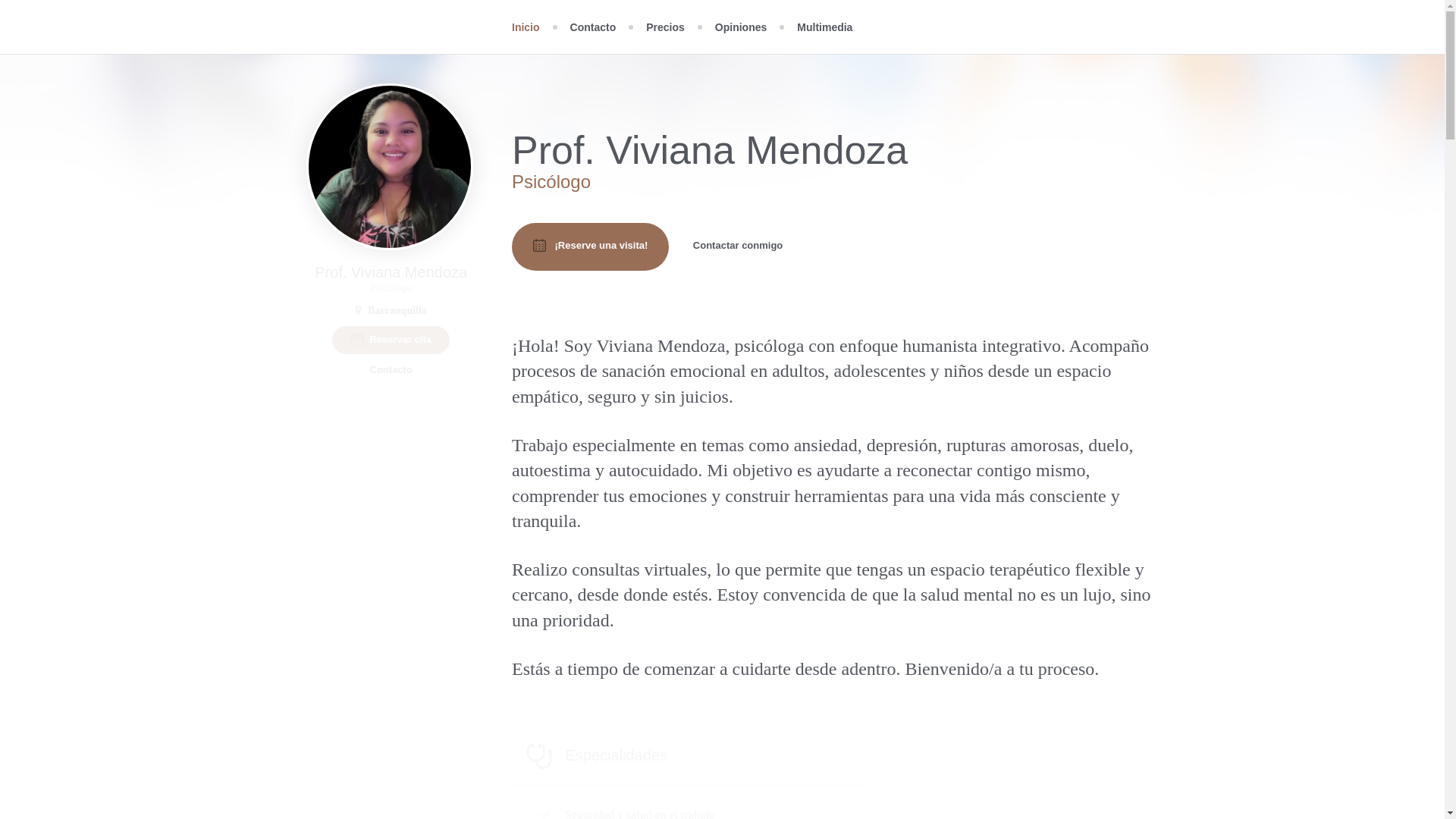 website screenshot of https://psicologavivianamendoza.com/