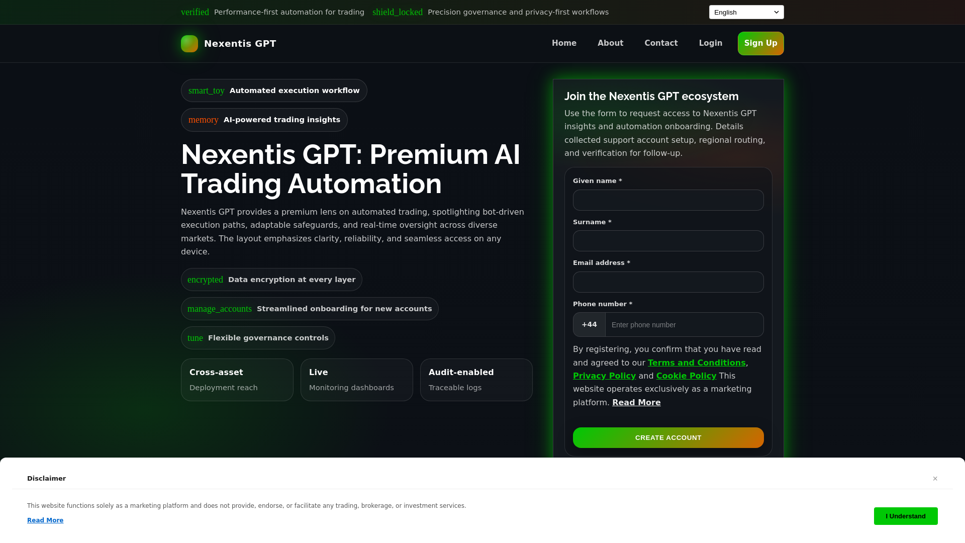 website screenshot of https://nexentisgpt.click