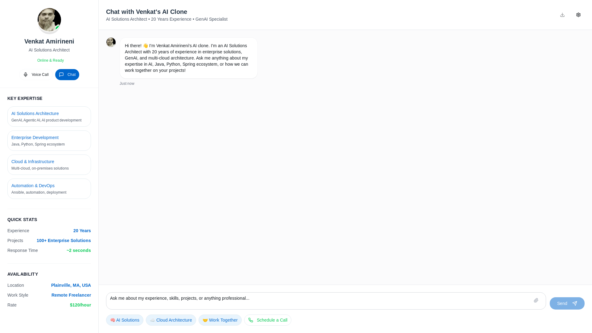 website screenshot of https://venkatamirineni.com/