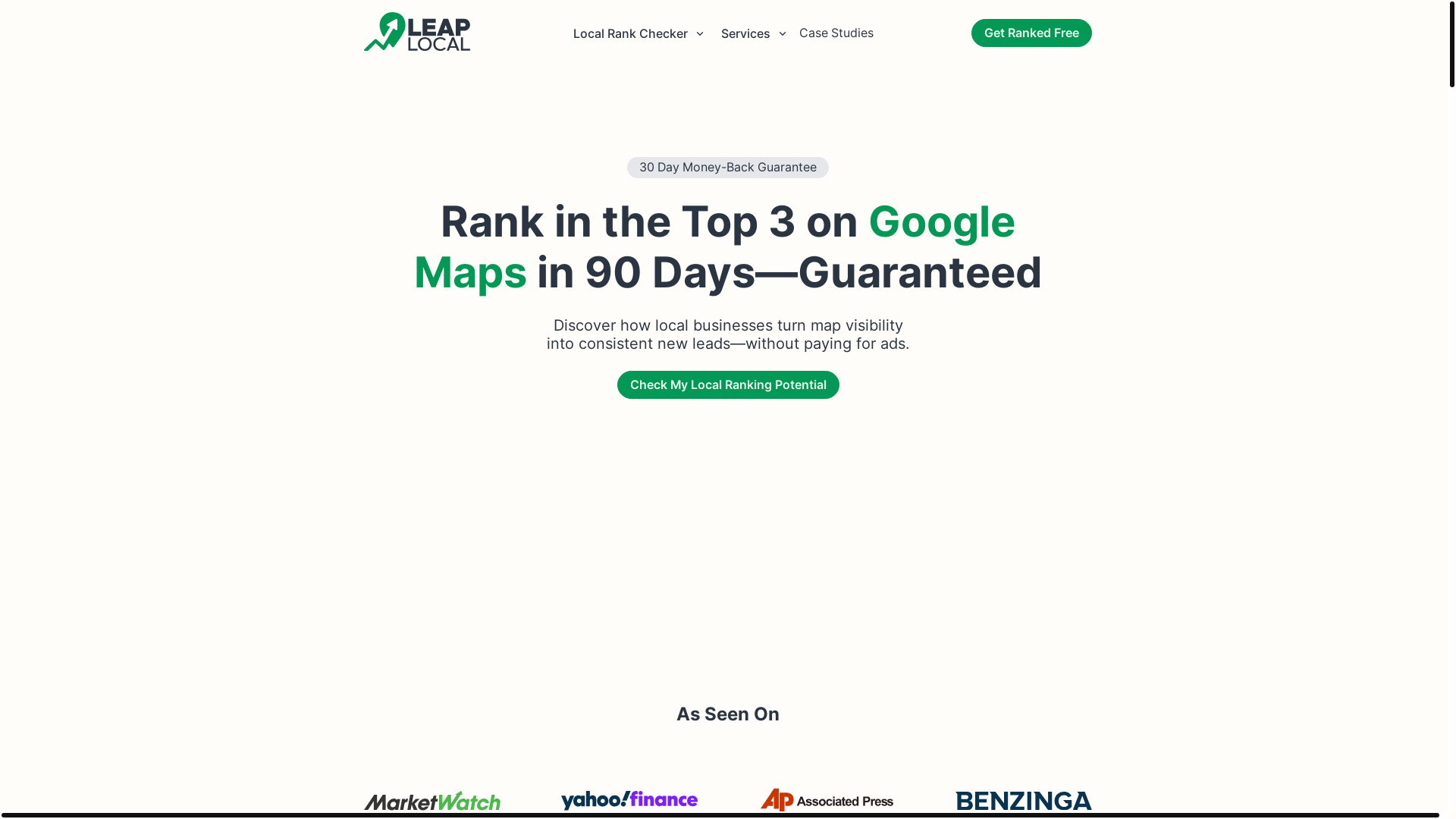 website screenshot of https://leaprank.co/