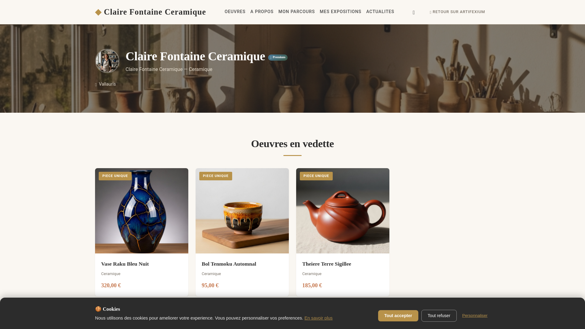 website screenshot of https://artiste-demo.fr/