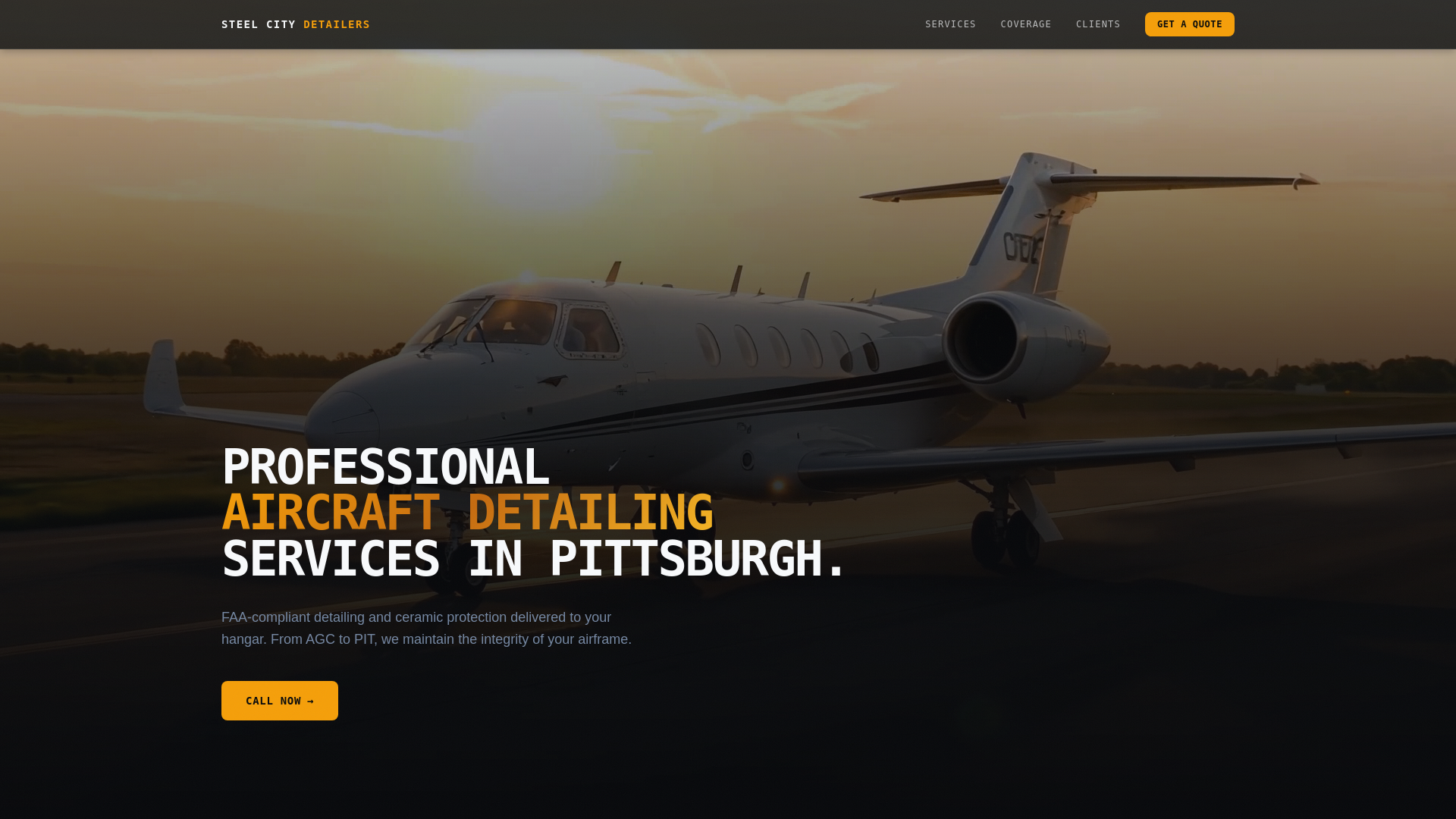 website screenshot of https://steelcityaircraftdetailers.com/