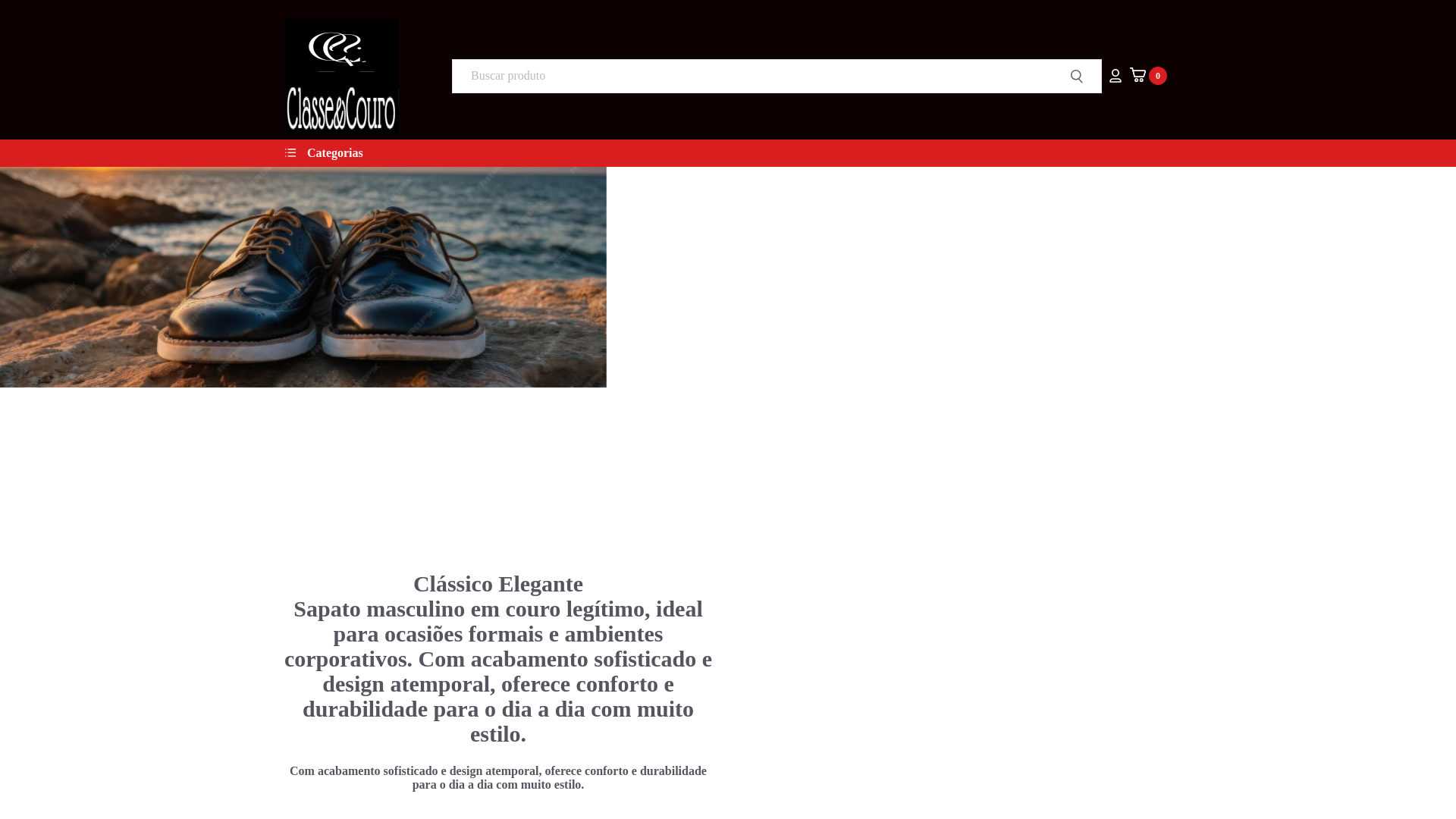 website screenshot of https://lojaclassecouro.com.br/