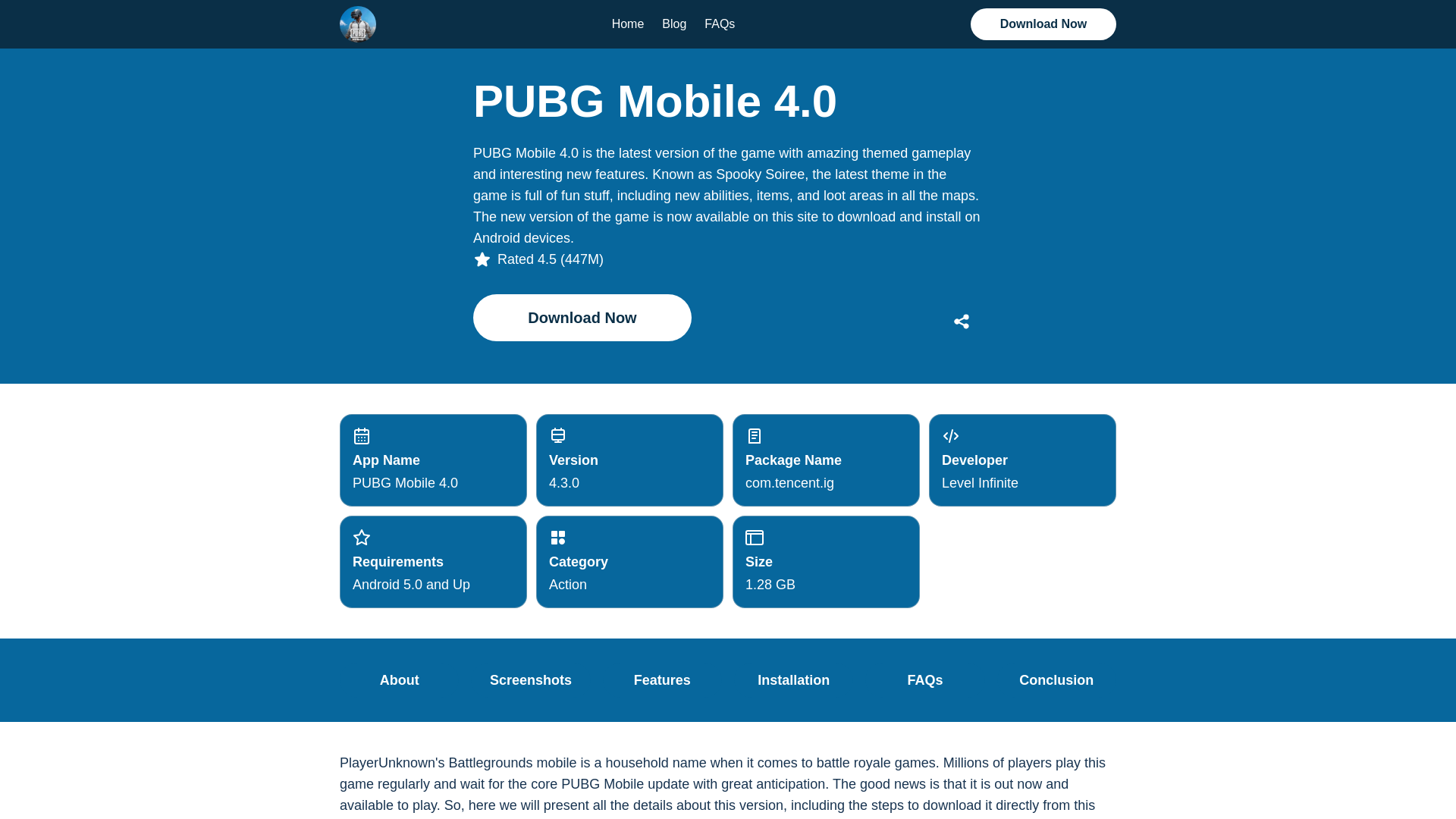 website screenshot of https://pubg-mobile-4-0.pages.dev/