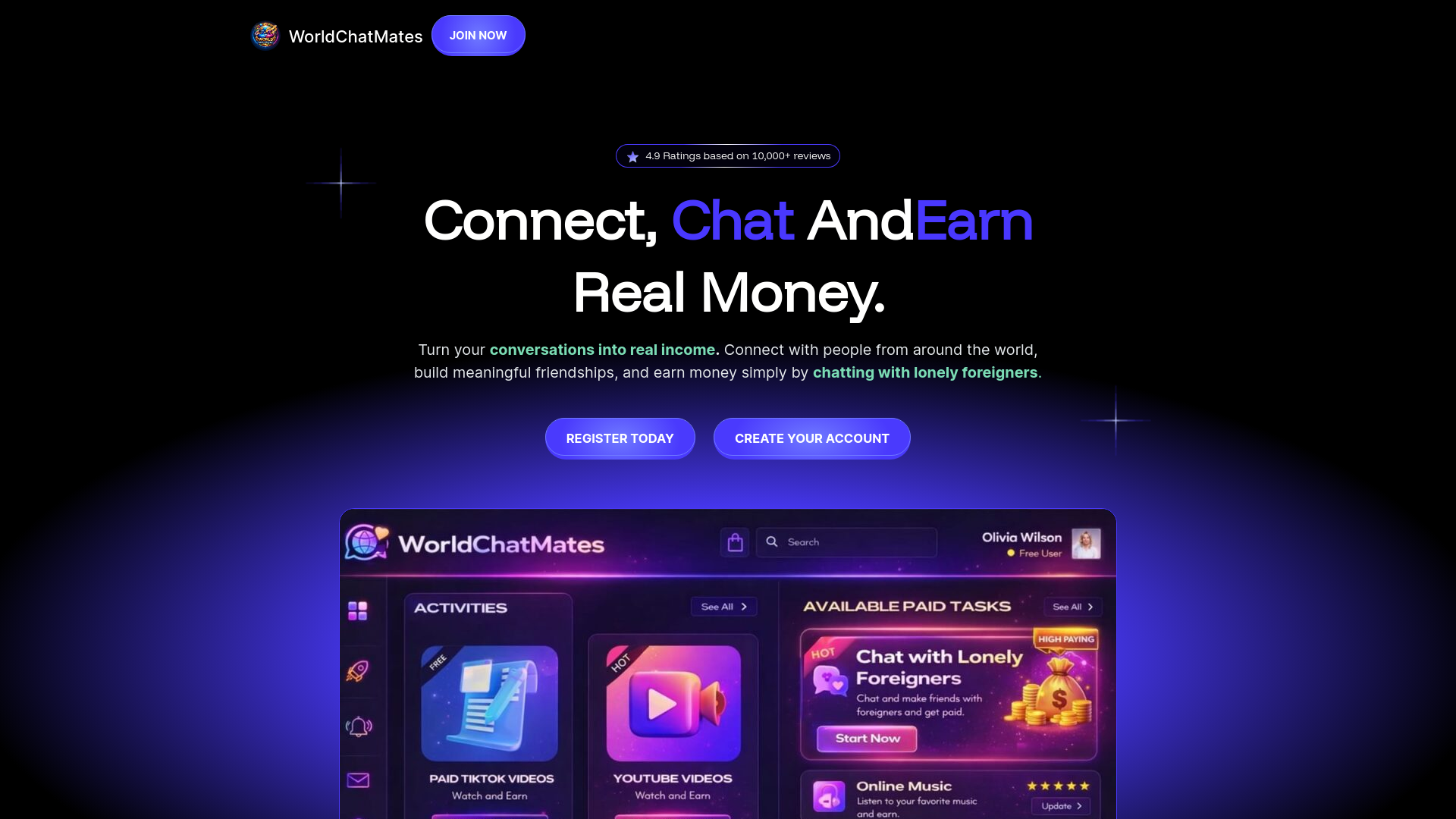 website screenshot of https://worldchatmates.net
