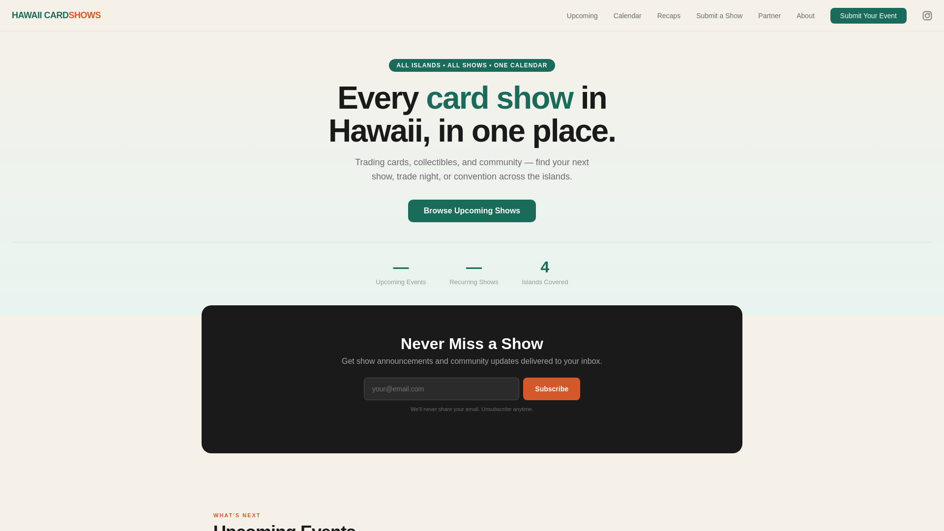 website screenshot of https://hicardshows.com/